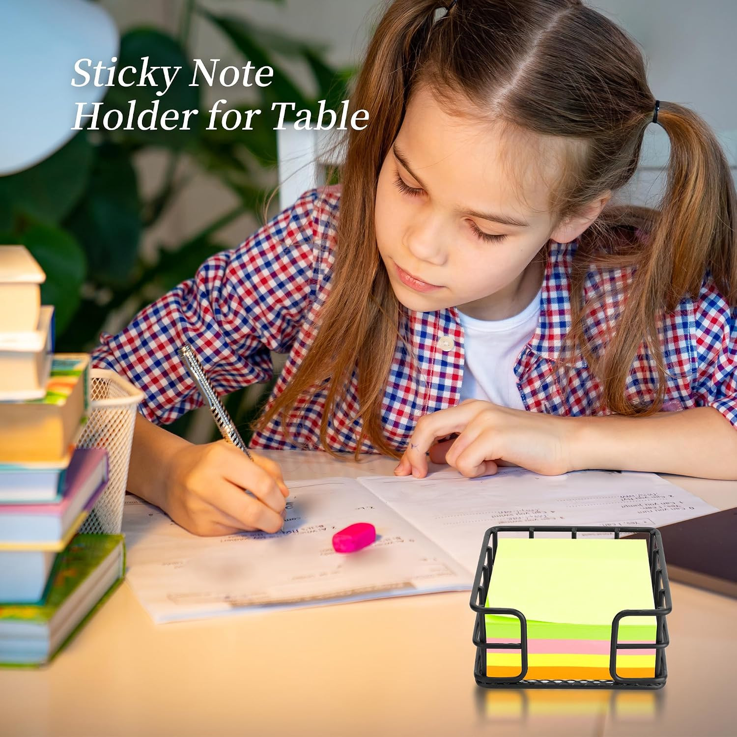 1 Pc Metal Sticky Note Holder, 3.6 X3.6 Inch Black Wire Desk Organizer – Sticky