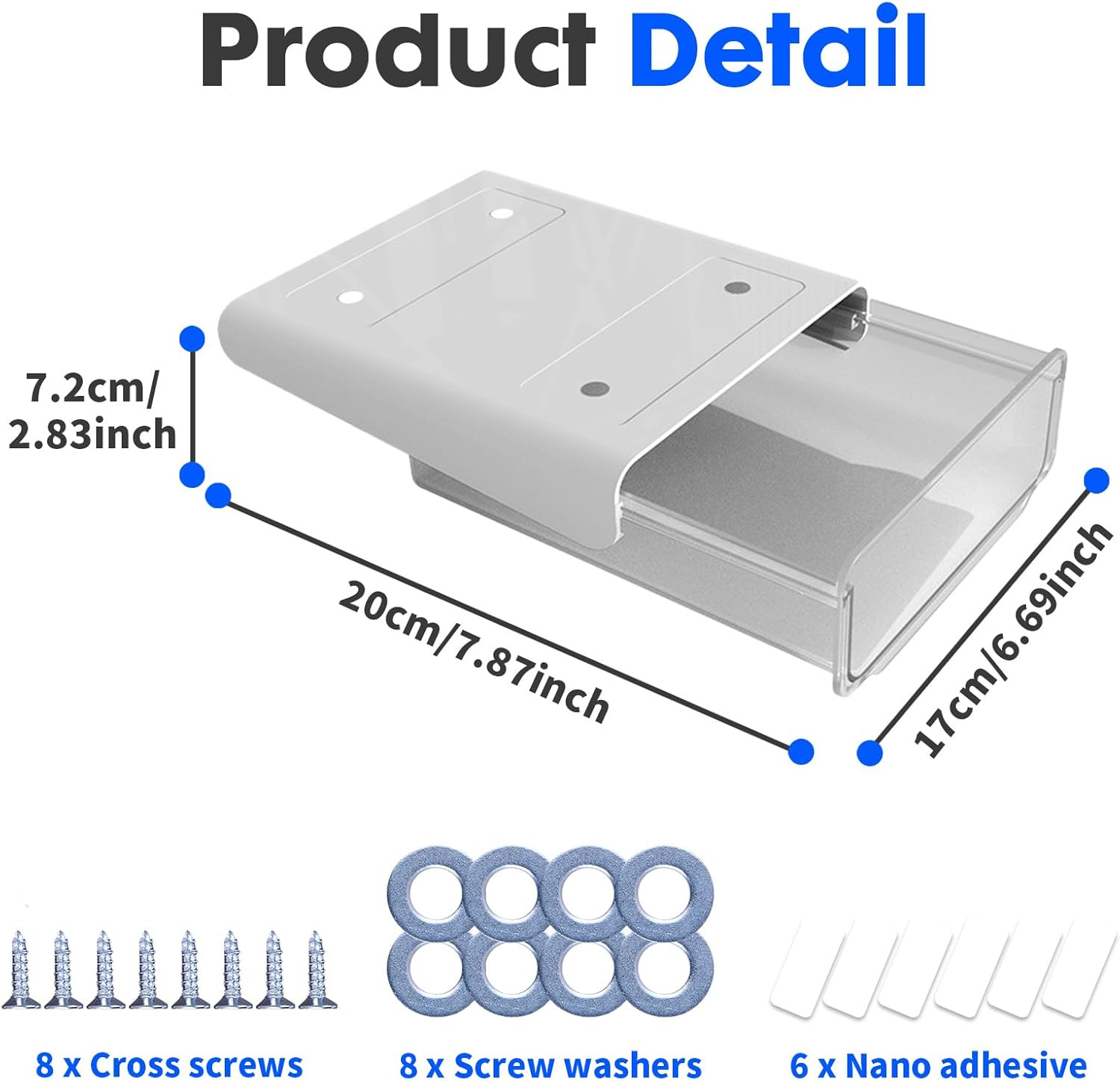 Self-adhesive Under Desk Drawer, 2 Packs Table Hidden Organizer Slide Out Large