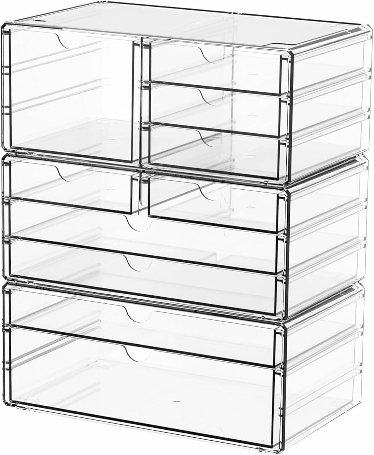 Yieach 3Pack Clear Drawer Organizers Stackable,Acrylic Storage Drawers With 1…