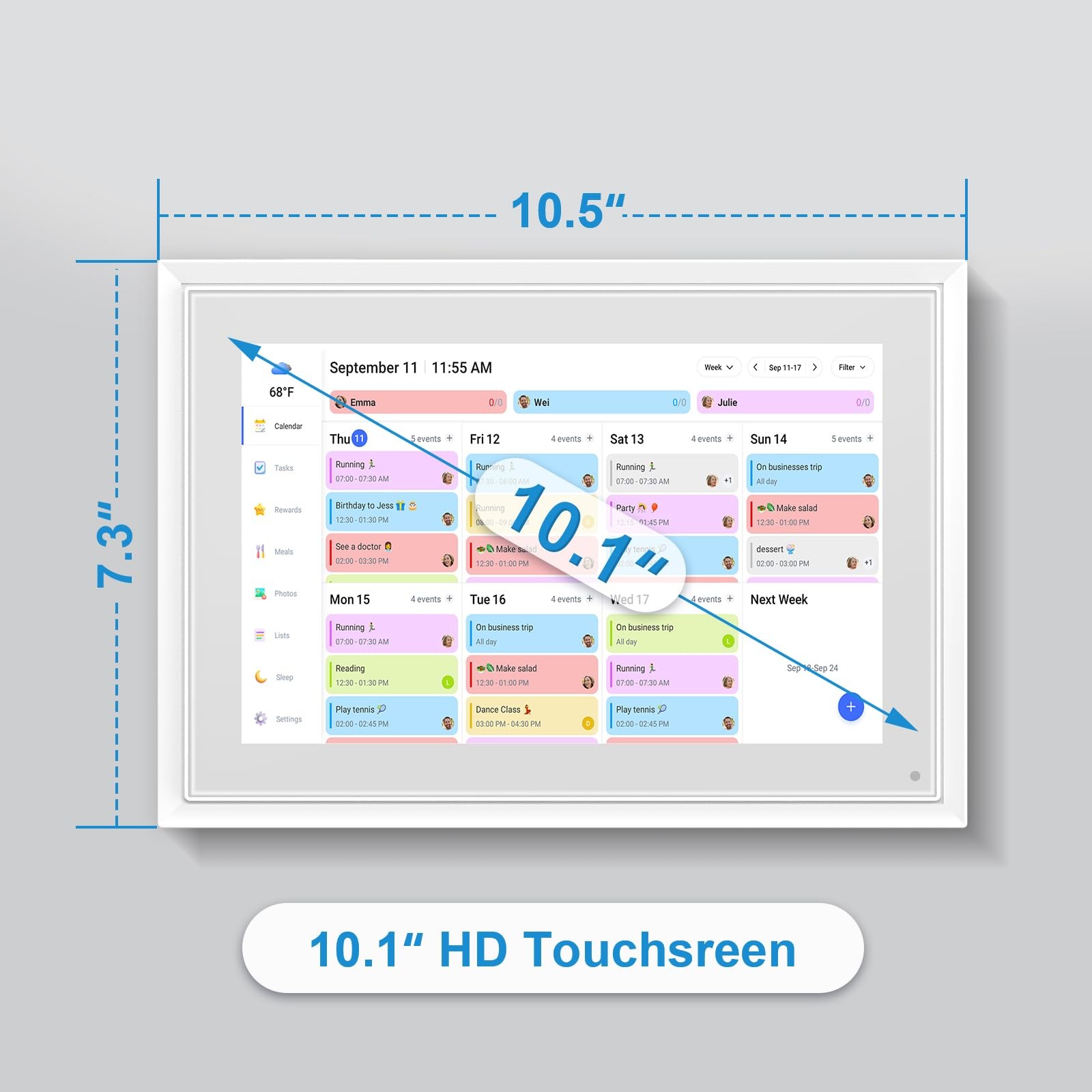 10.1 Inch Digital Calendar+Digital Picture Frame, 2026 Desk Calendar Smart Wi…