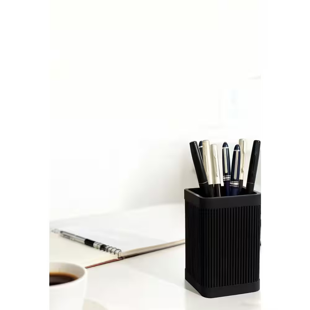 Modern Silicone Pen Holder Black, Stylish Desk Organizer for Office and Home, 5