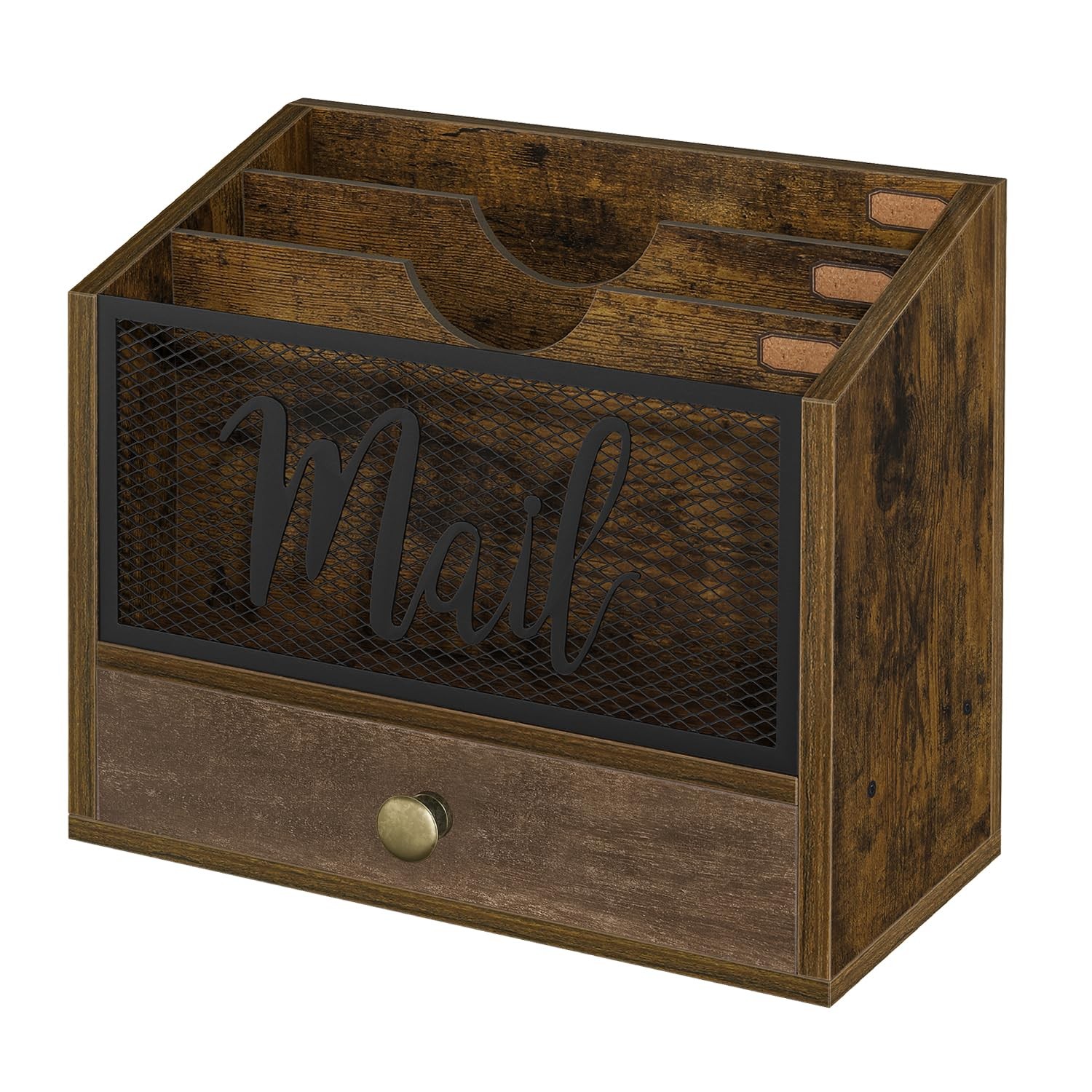 Mail Organizer Countertop with 3 Compartments and Drawer, Mail Holder Sorter …