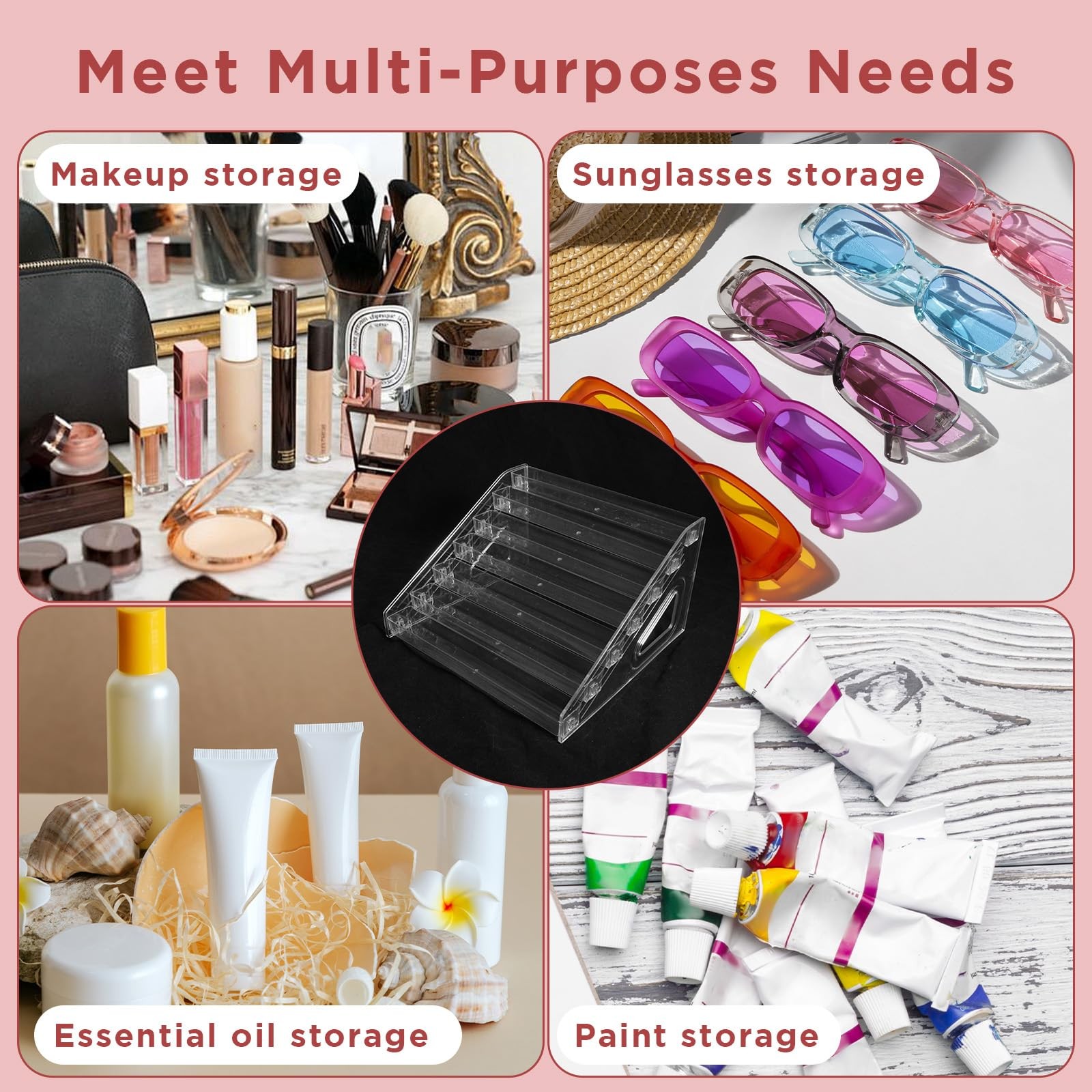 Nodaaiie 2 Pcs 7 Tiers Clear Essential Oils Nail Polish Organizer