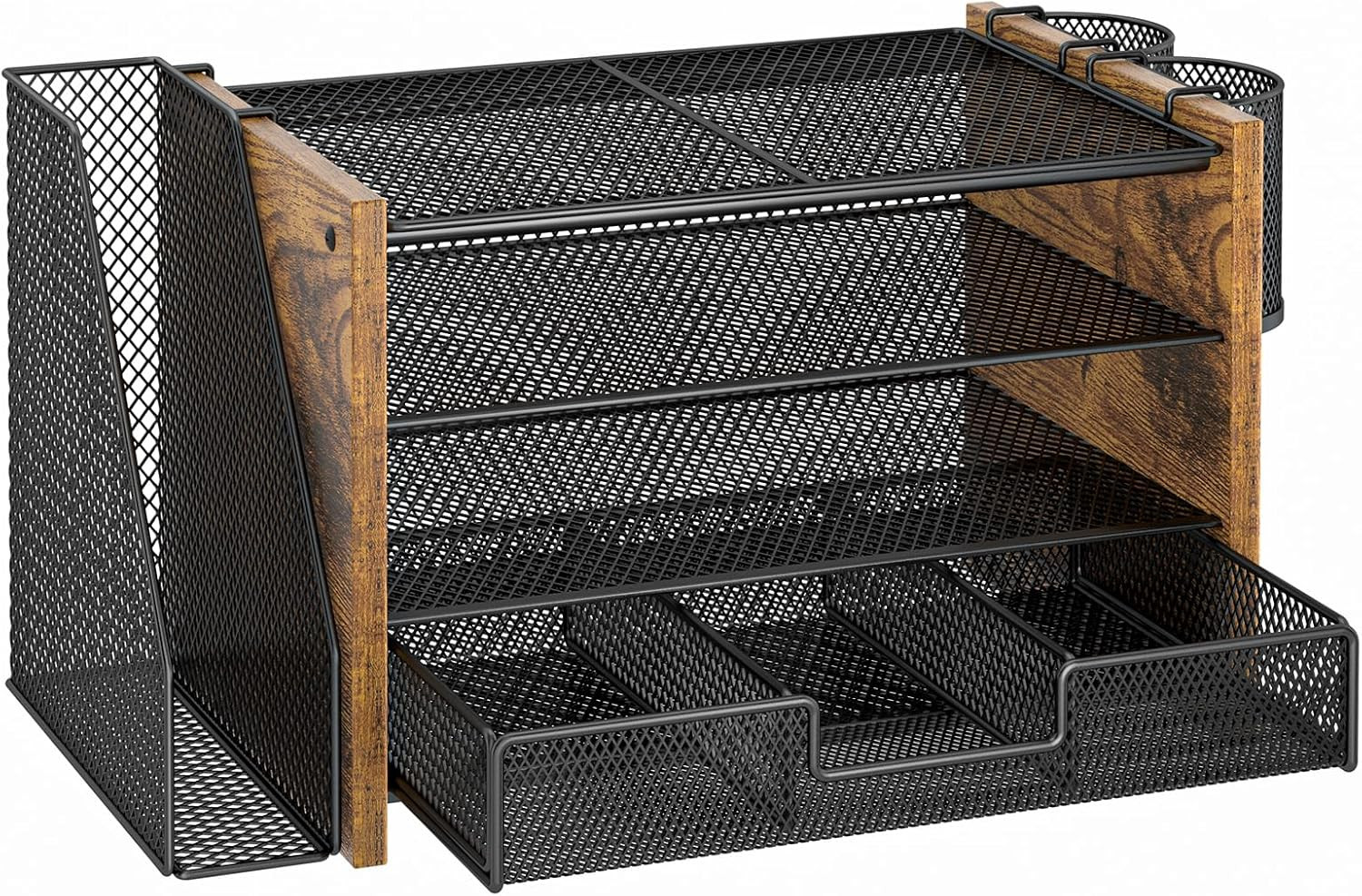 Wooden Desk Organizers Accessories File Holder 4-Tier Paper File Organizer Home