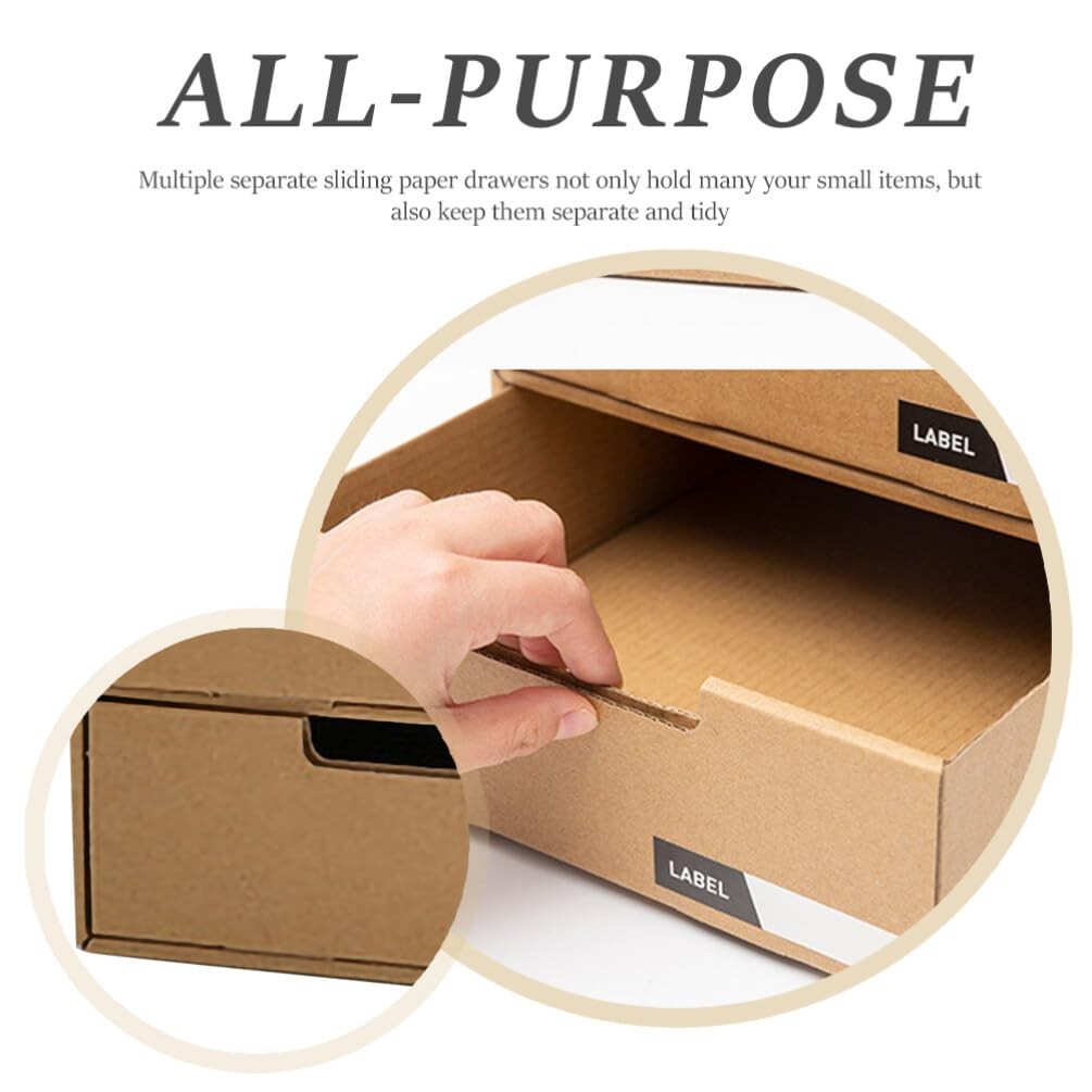 Operitacx Desktop Drawer Storage Box 12.20X10.03X9.64 Inch, Beige