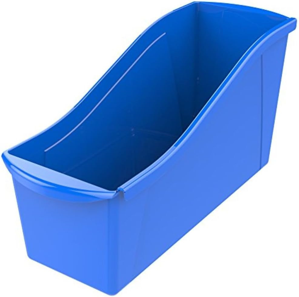 Storex Large Book Bin, Interlocking Plastic Organizer for Home, Office and Class