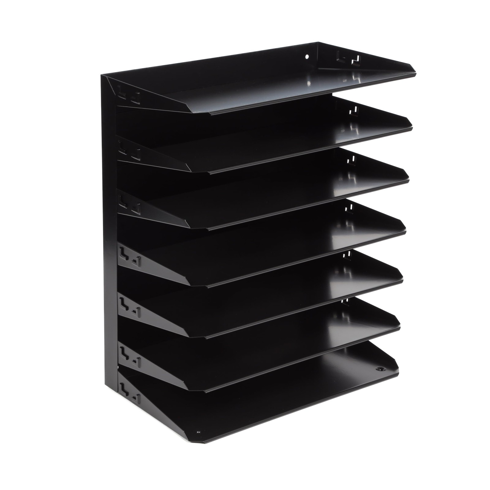 Black Desk Organizer CADDY Seven Slot Steel Paper Sorter for Office Home Use