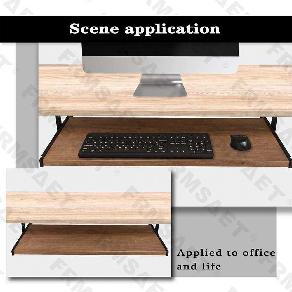 Adjustable 30″ Brown Keyboard Drawer Tray for Under Desk Storage Solutions