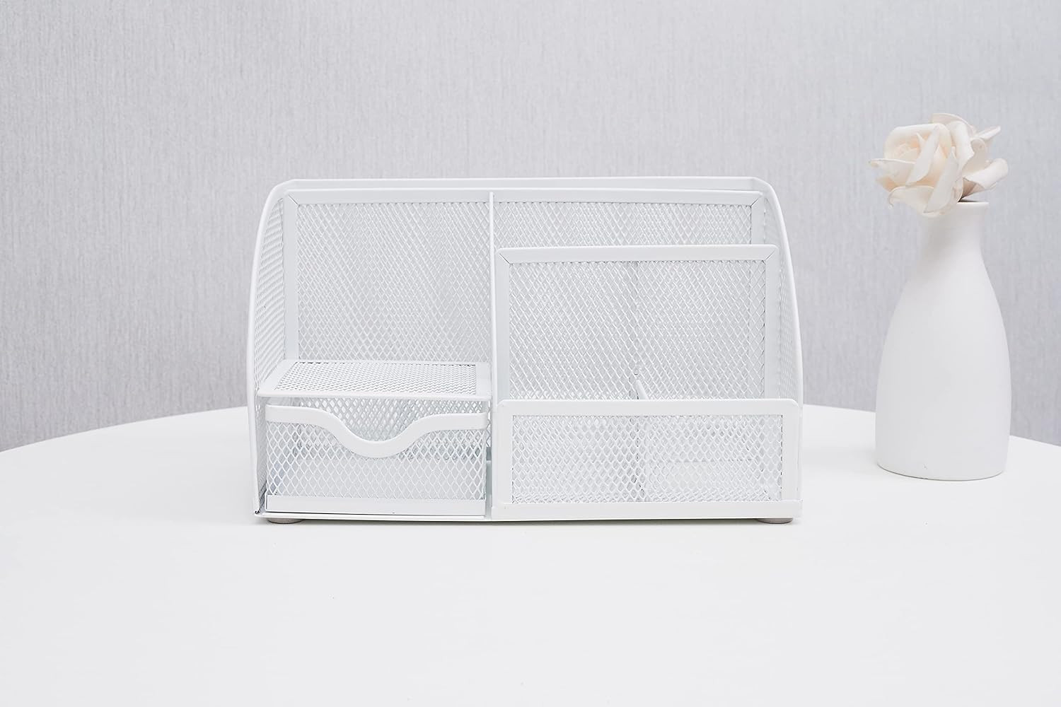 Mesh Desk Organizer Office with 7 Compartments + Drawer/Desk Tidy Candy/Pen Hold