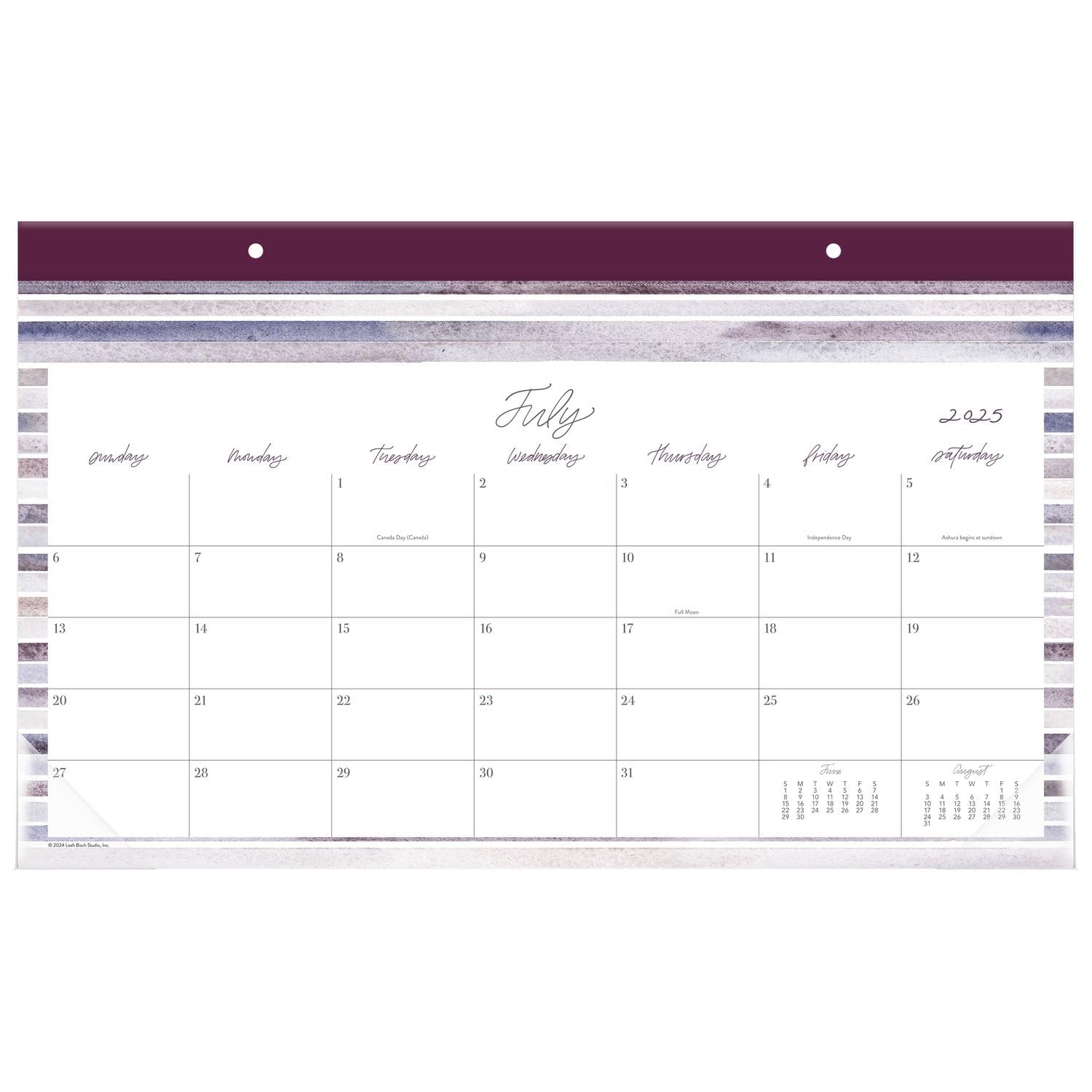 Cambridge Desk Calendar 2025-2026 Academic, Leah 17.75″W x 11″H, Stripe