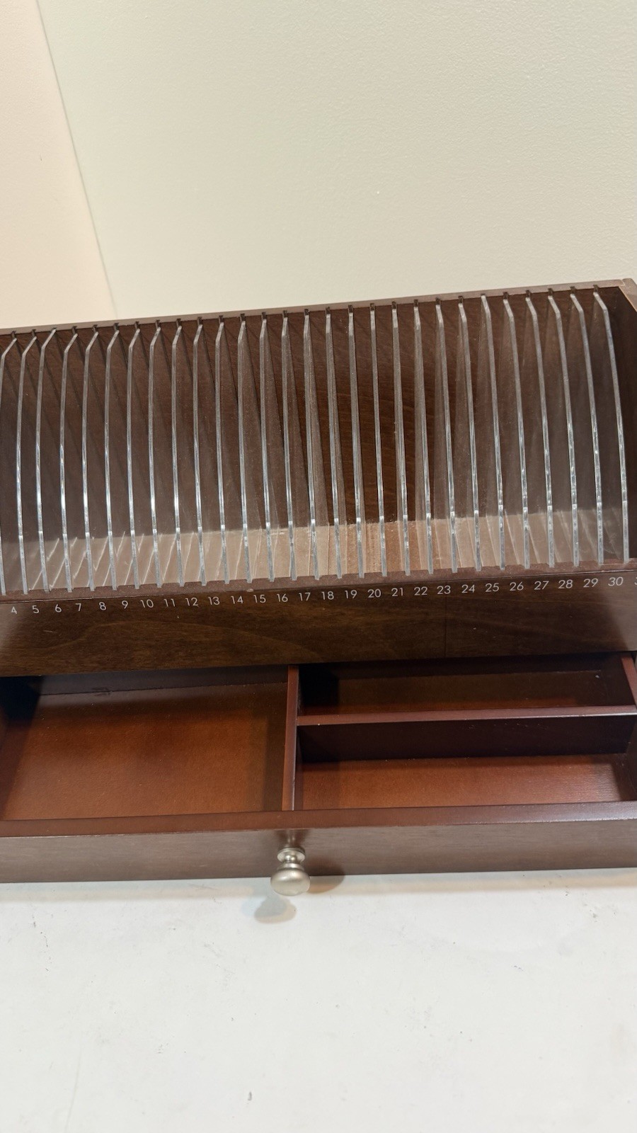 Wooden Desk Organizer With 31 Slots And A Pull Out Drawer