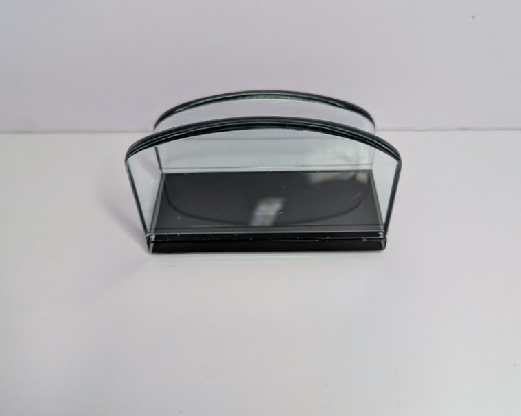 Vintage Glass Desk Organizer Set Curved Glass Mail Sorter Executive Office Decor