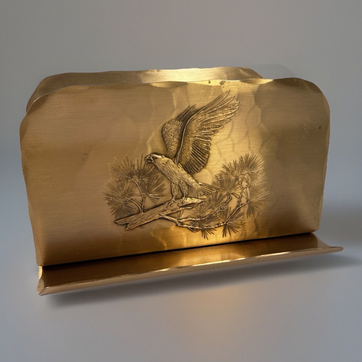 Bronze Mail Letter Pencil Holder Hammered Brass Handmade By Natale Rossi Eagle