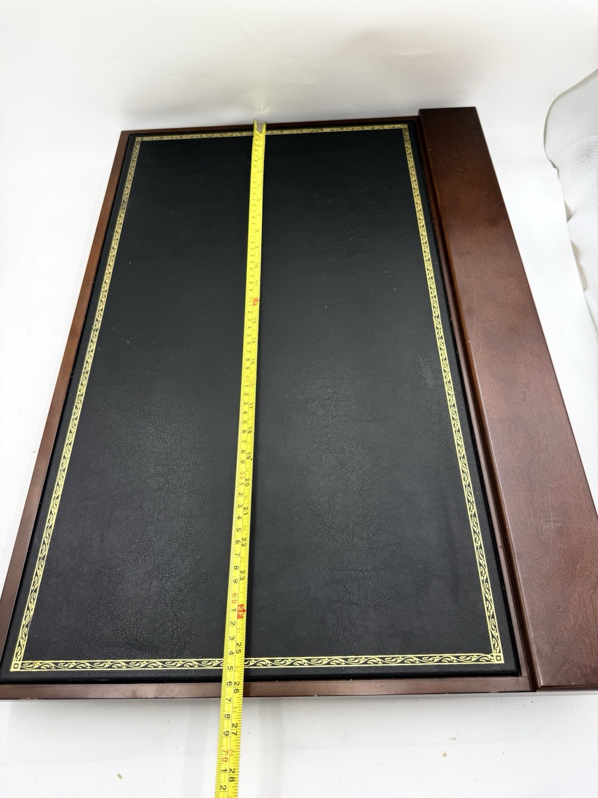 ✨✨Vintage Bombay Co Executive Desk Wood&Leather Pad Blotter Golden Accents✨✨
