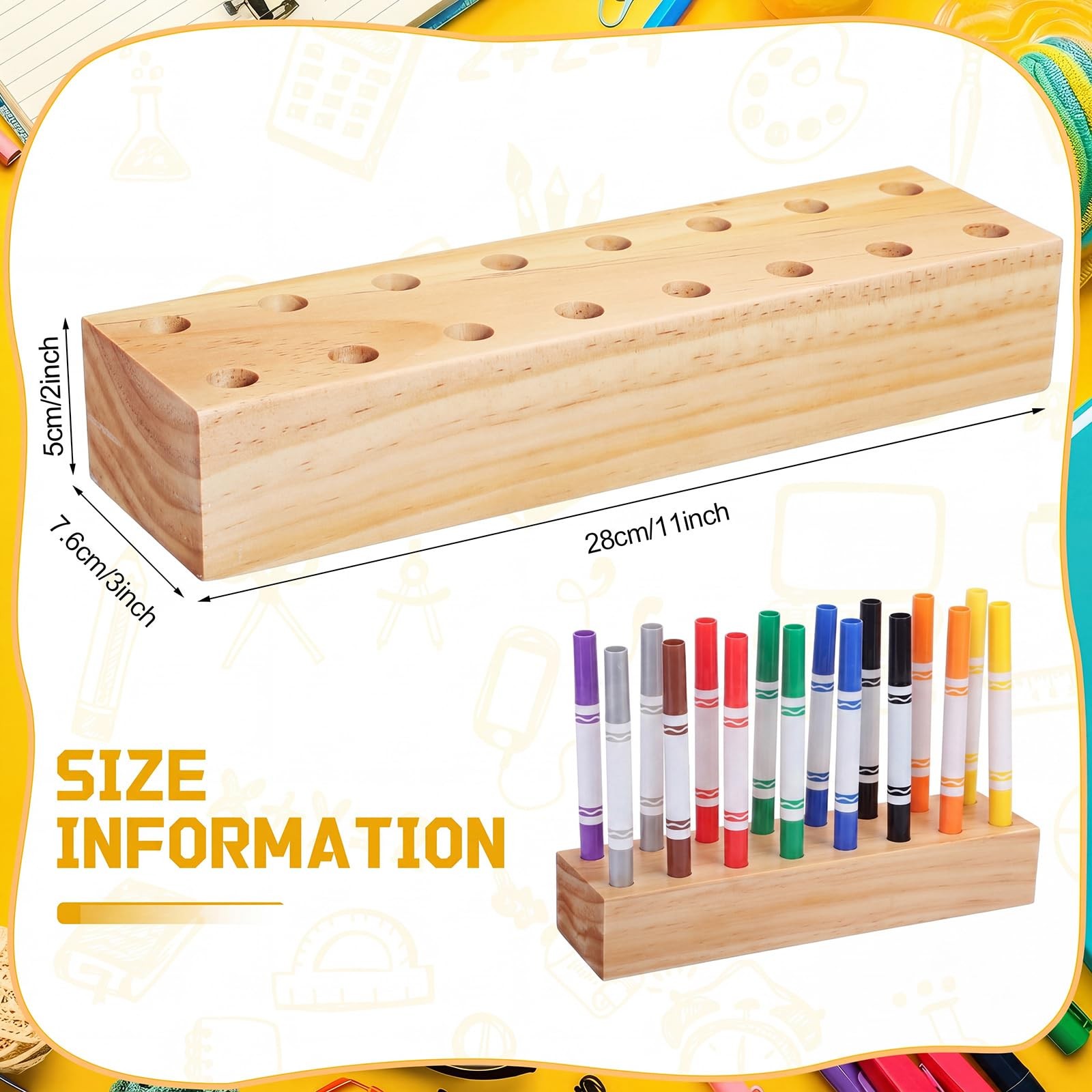 Wooden Marker Stand Marker Pen Holder Storage Organizer for Classroom Display…