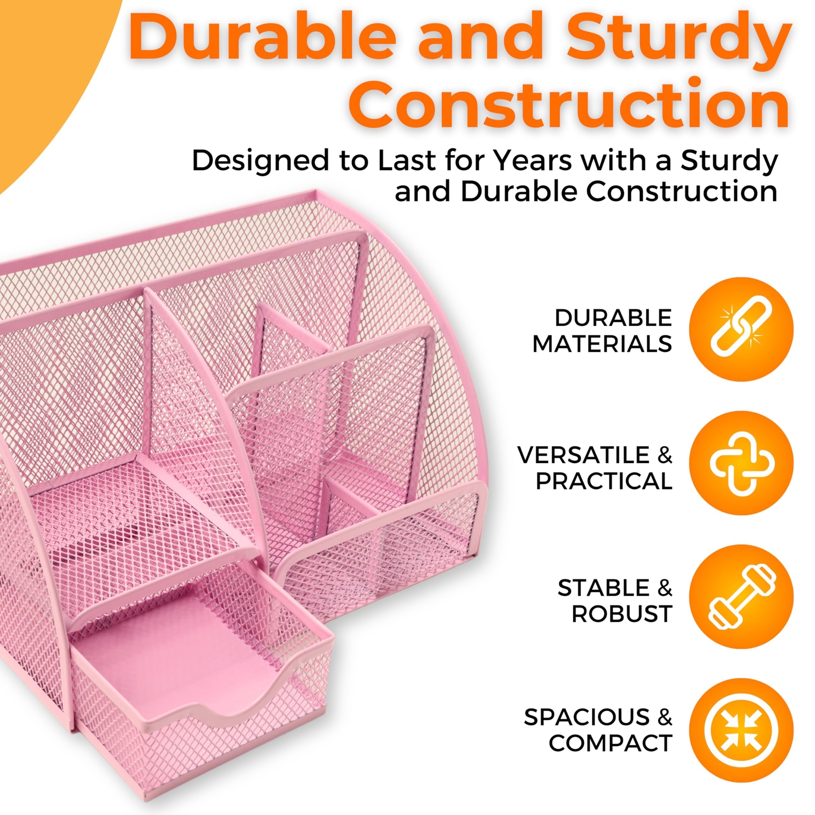 Mesh Desk Organizer – Office Desk Organizer with Sticky Notes – Desk Accessor…