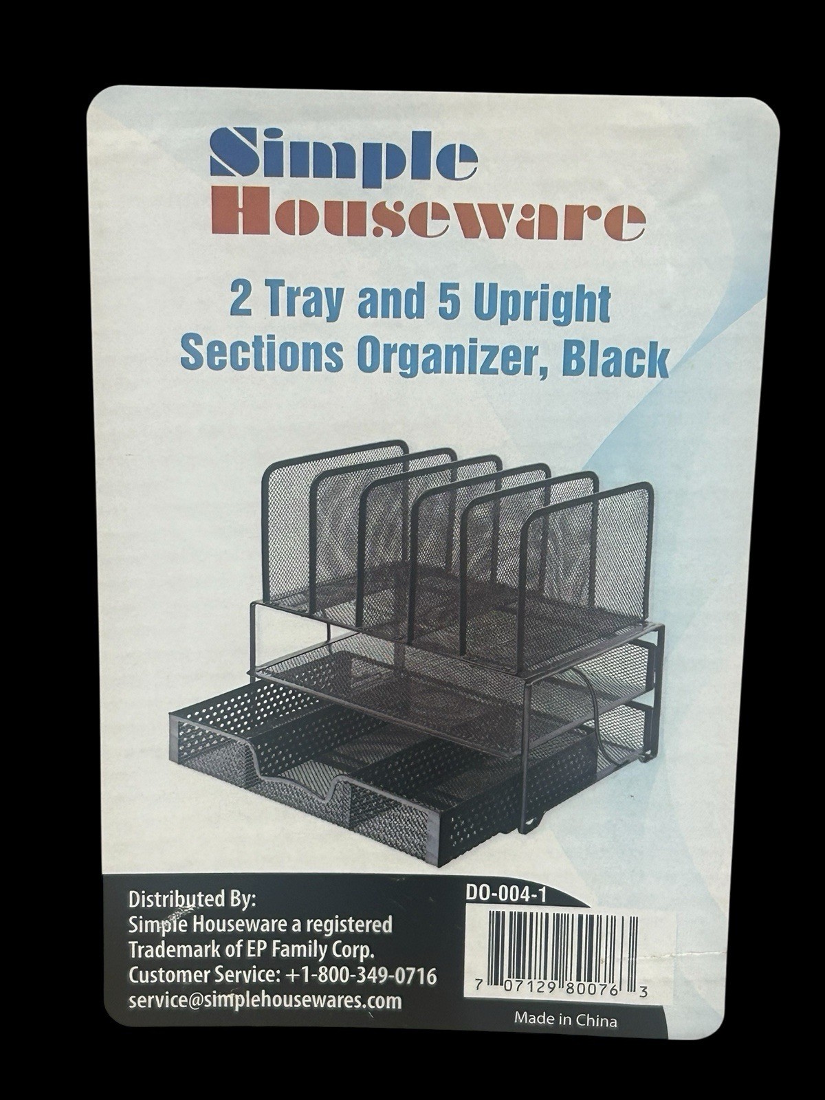 Simple Houseware 2-Tray 5-Section Desk Organizer Black-NEW