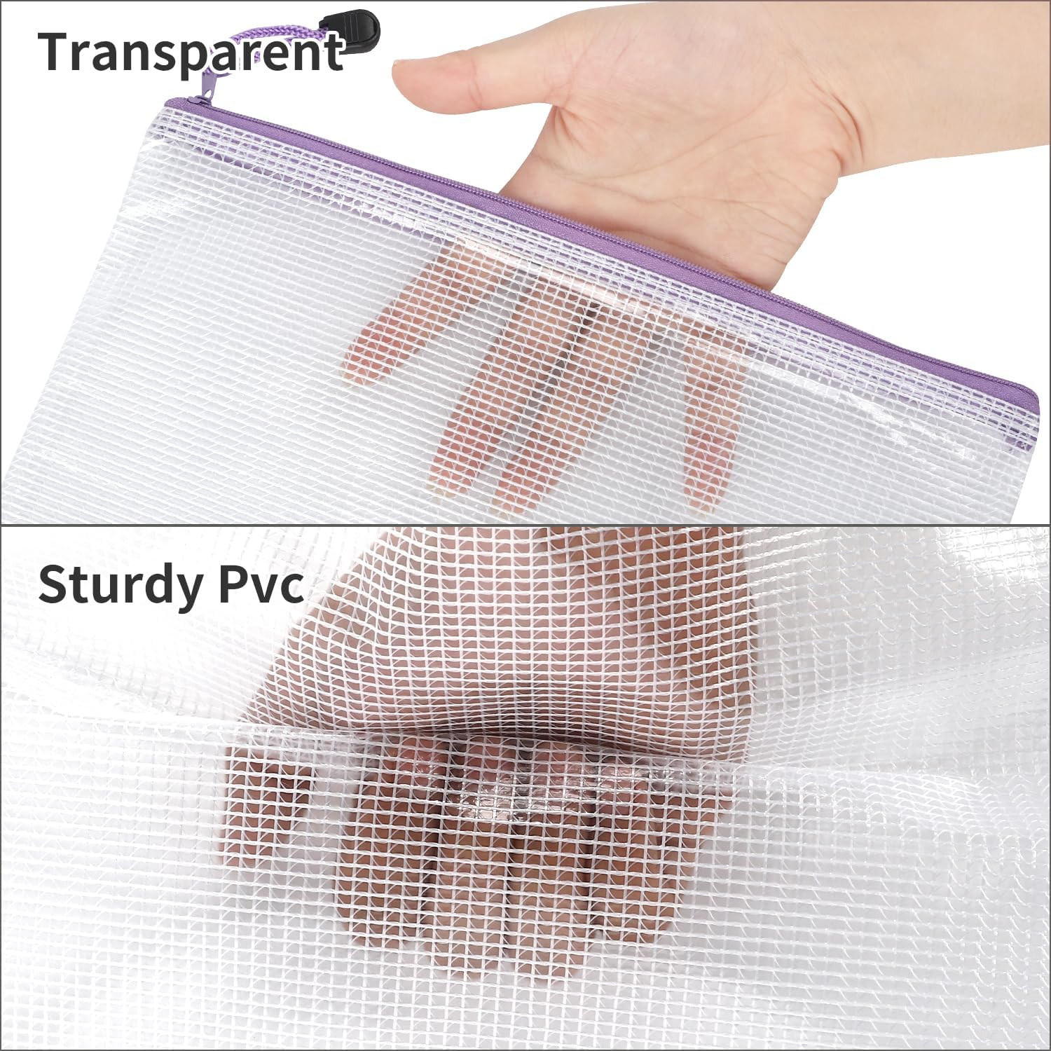 30Pcs Mesh Zipper Pouch Bags, 8 Sizes Plastic Zipper Bags, 8 Colors Waterproof Z