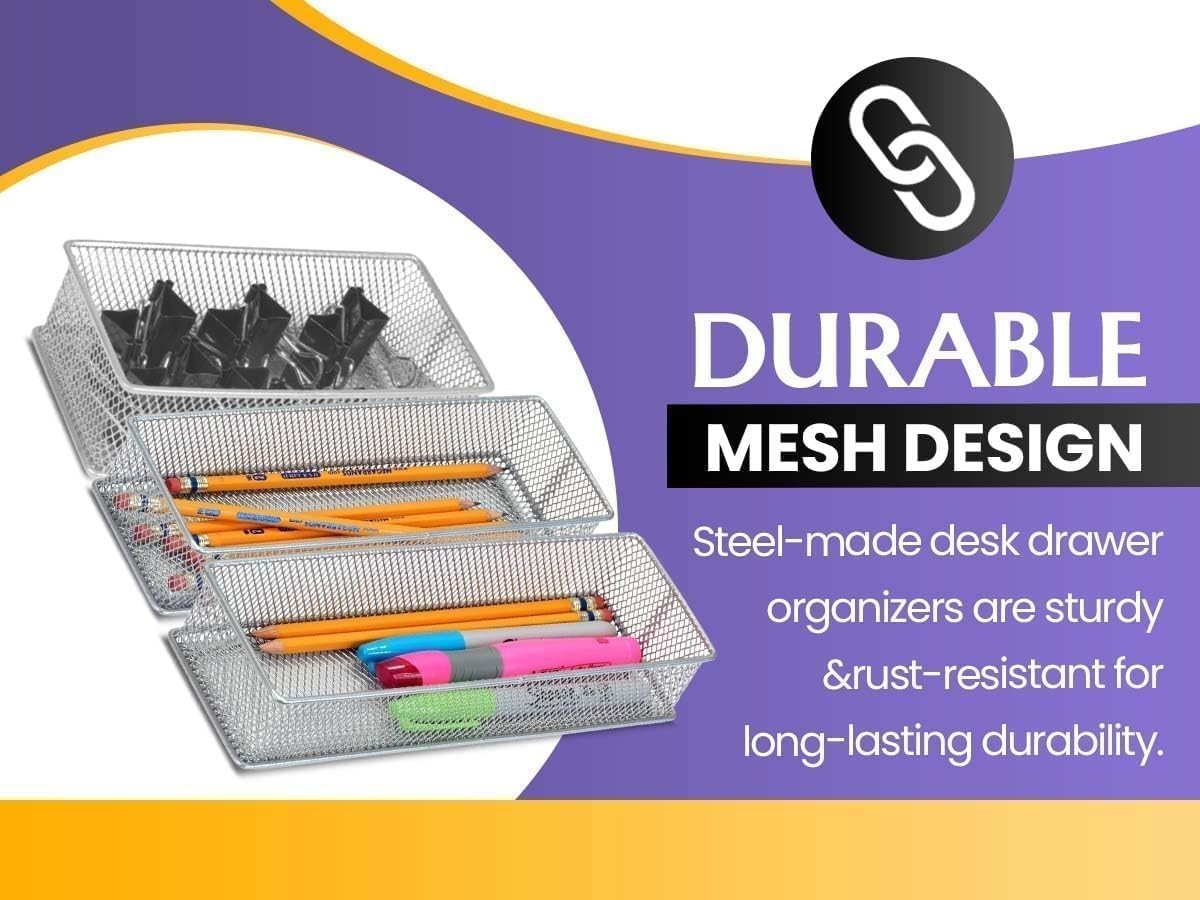 Lightweight Silver Wire Organizer Bin – Ideal for School Office Supplies & More