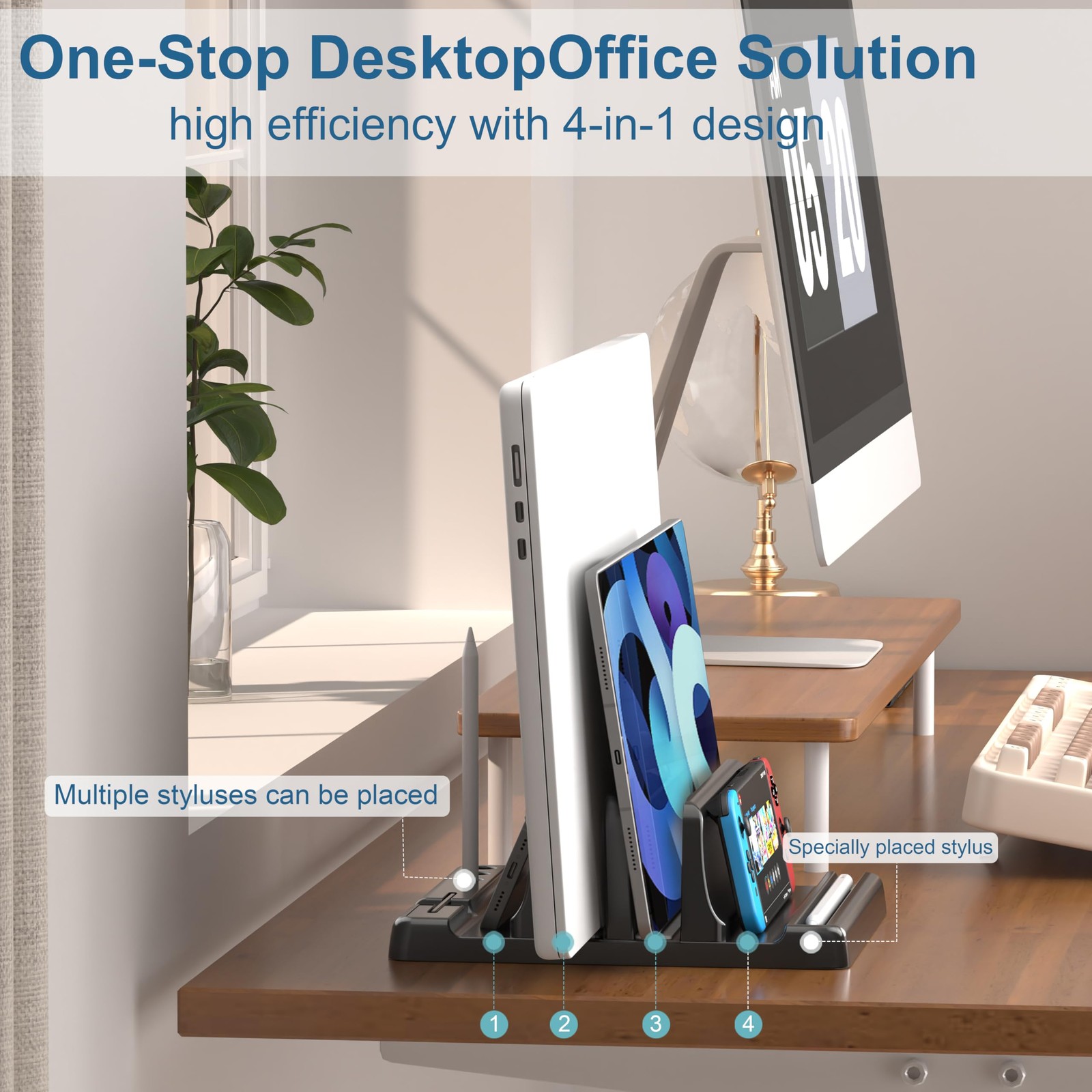 Ahonnpely Vertical Laptop Stand Holder – Adjustable ABS Plastic Black
