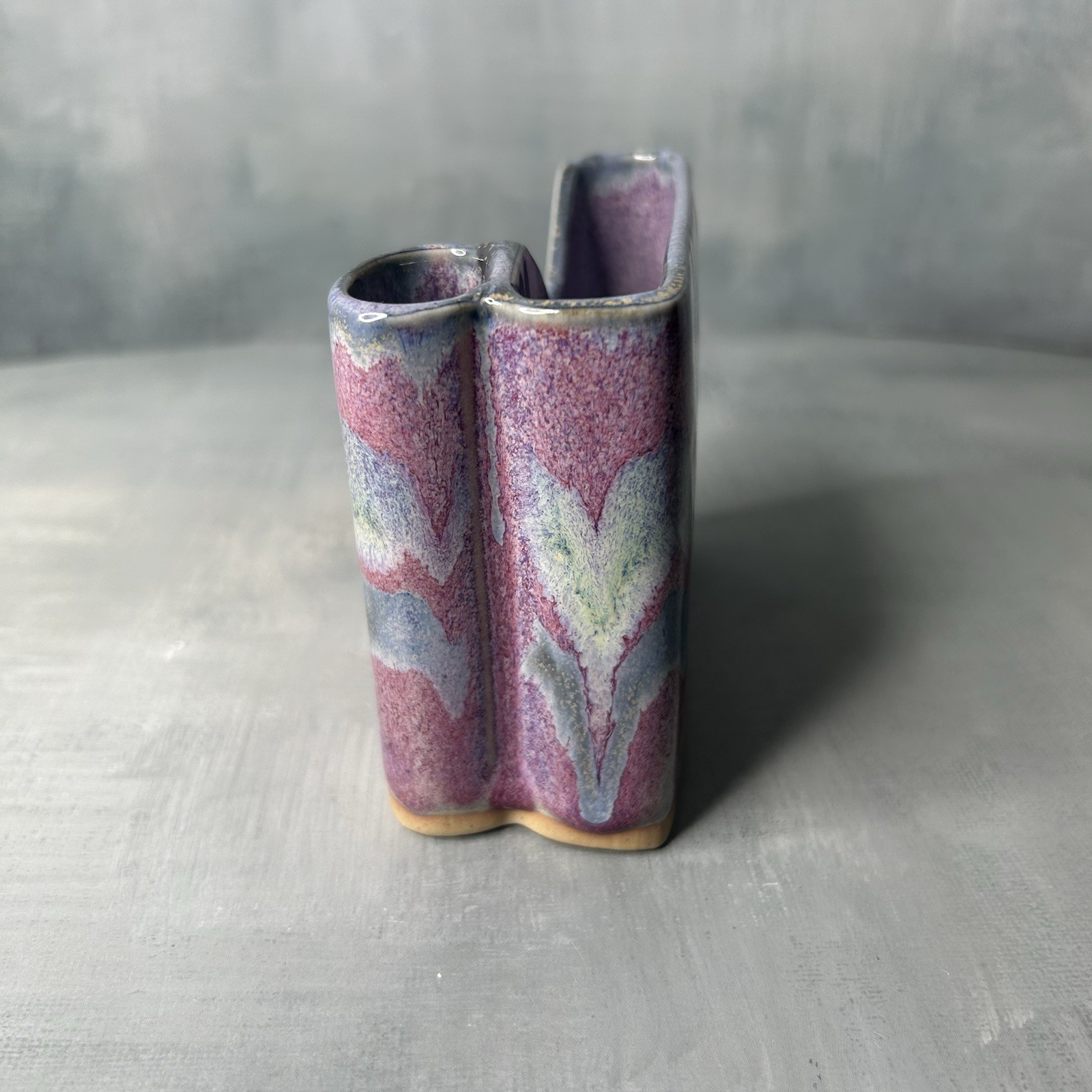 Bay Pottery Handmade Stoneware Purple Rose Glaze Pencil Pen Post-It Note Holder
