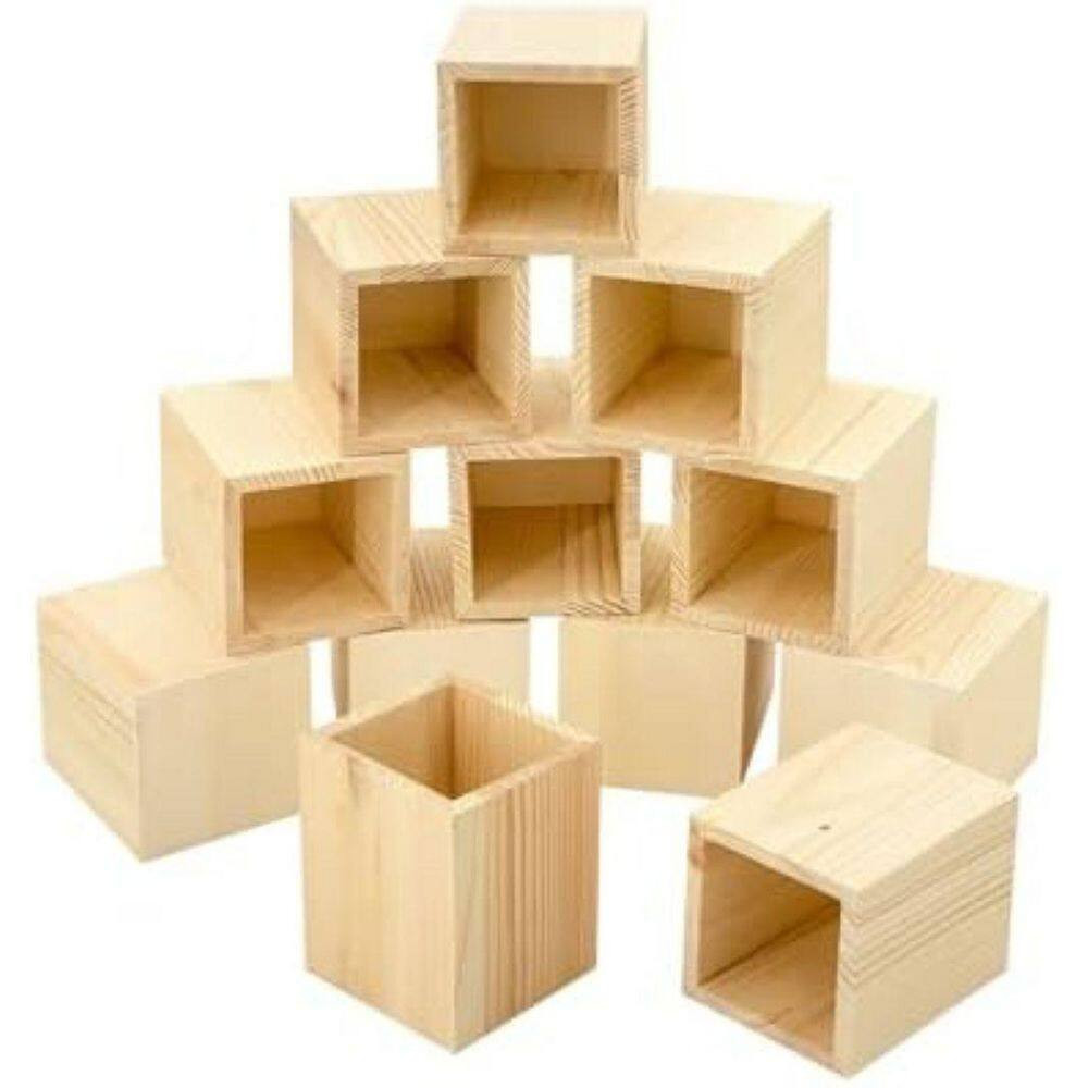 12-Pack Unfinished Wood Pen Holder Pine Office Desk Organizer for DIY Crafts Hom