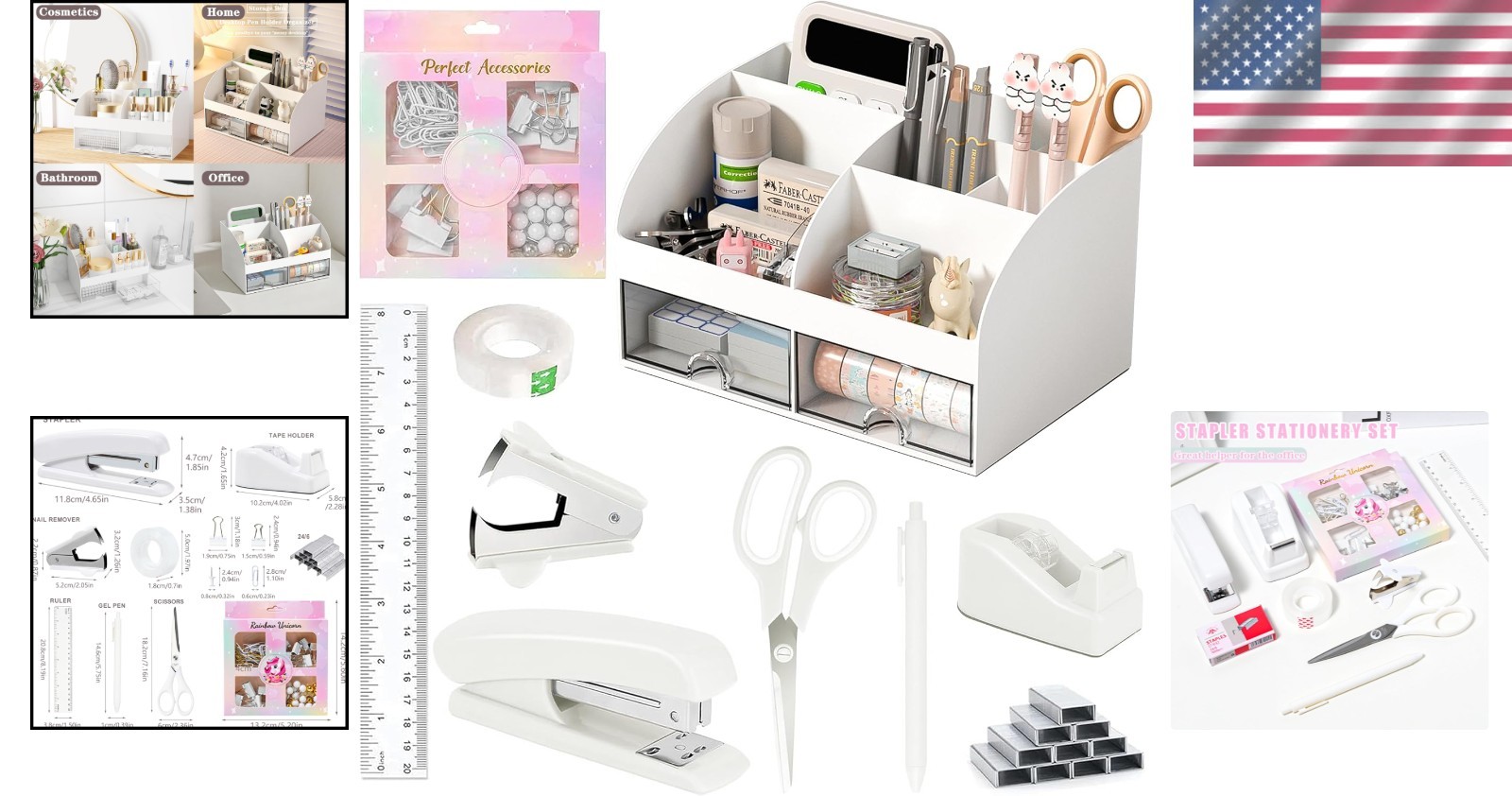 10-Piece Office Organizer with Adjustable Compartments for Efficiency