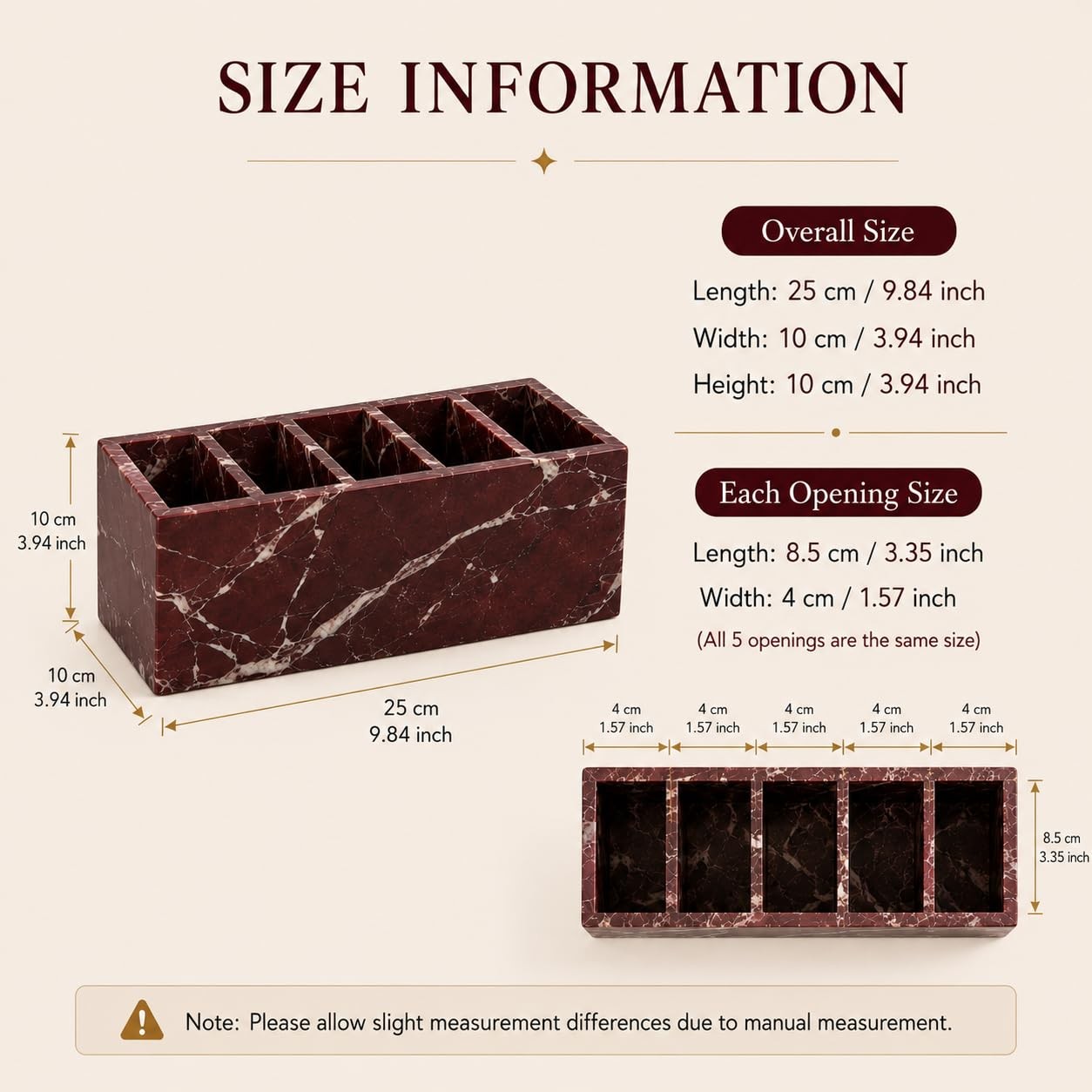 SIRIZEN-DIVING Purple Red Marble 5-Compartment Desk Organizer