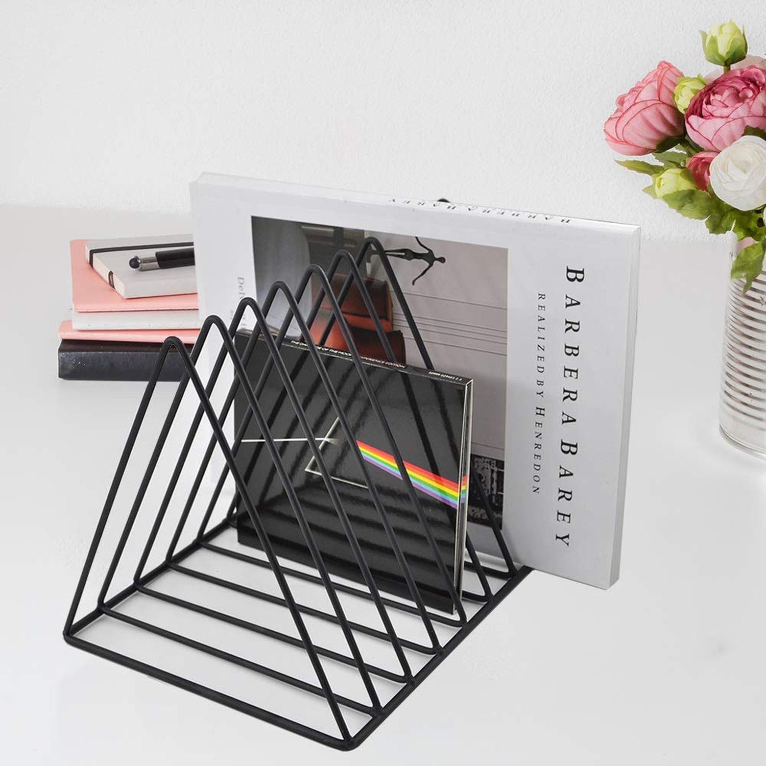 EASEPRES 9 Slot Magazine Rack Book Record Holder, Desktop Iron Storage Rack B…
