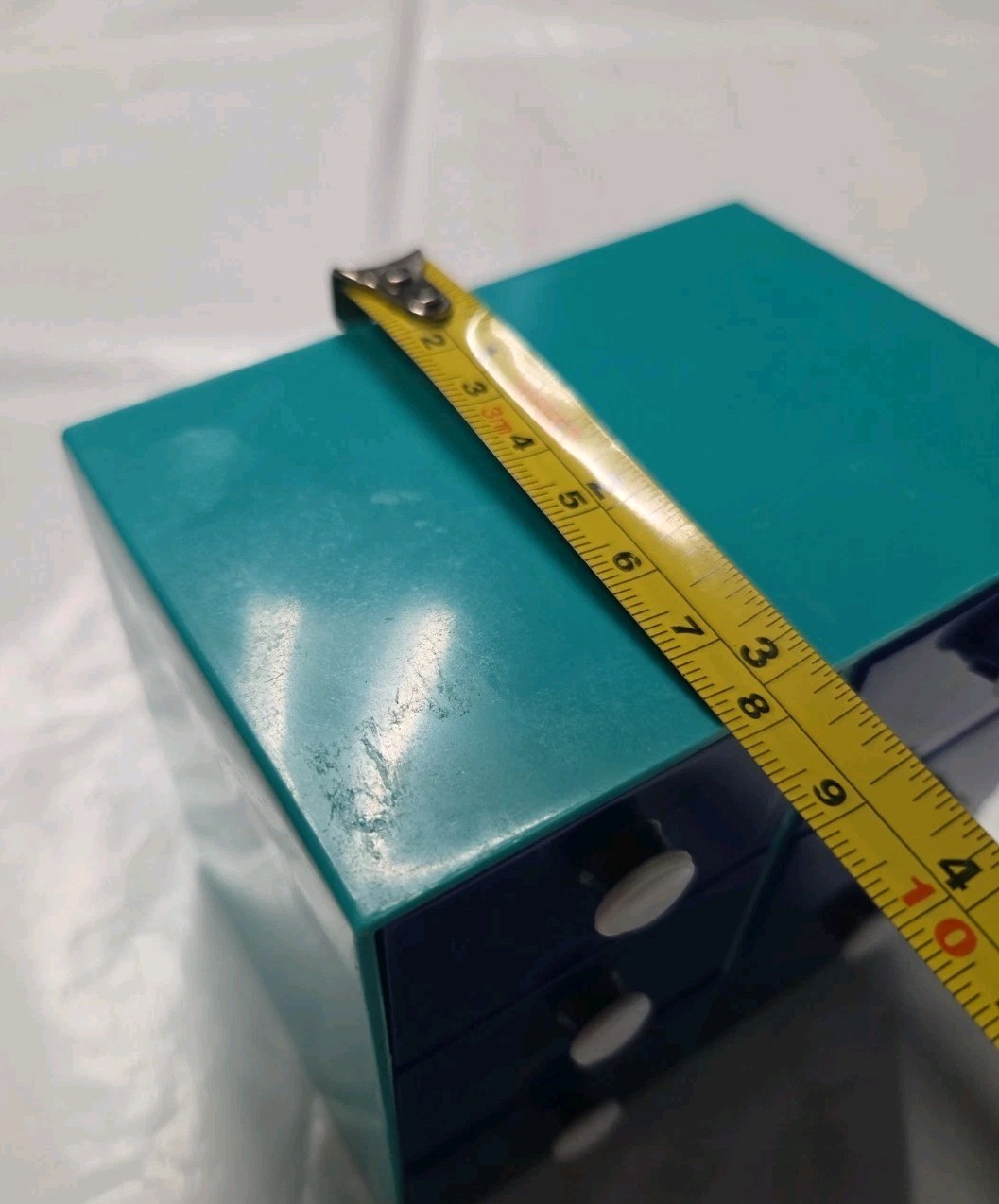 Vintage Blue Plastic Desk Organizer with Drawers