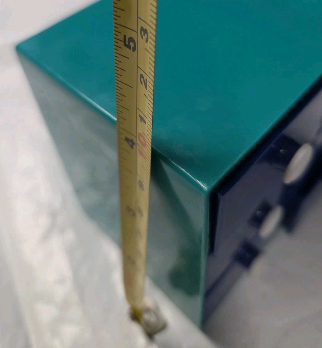 Vintage Blue Plastic Desk Organizer with Drawers
