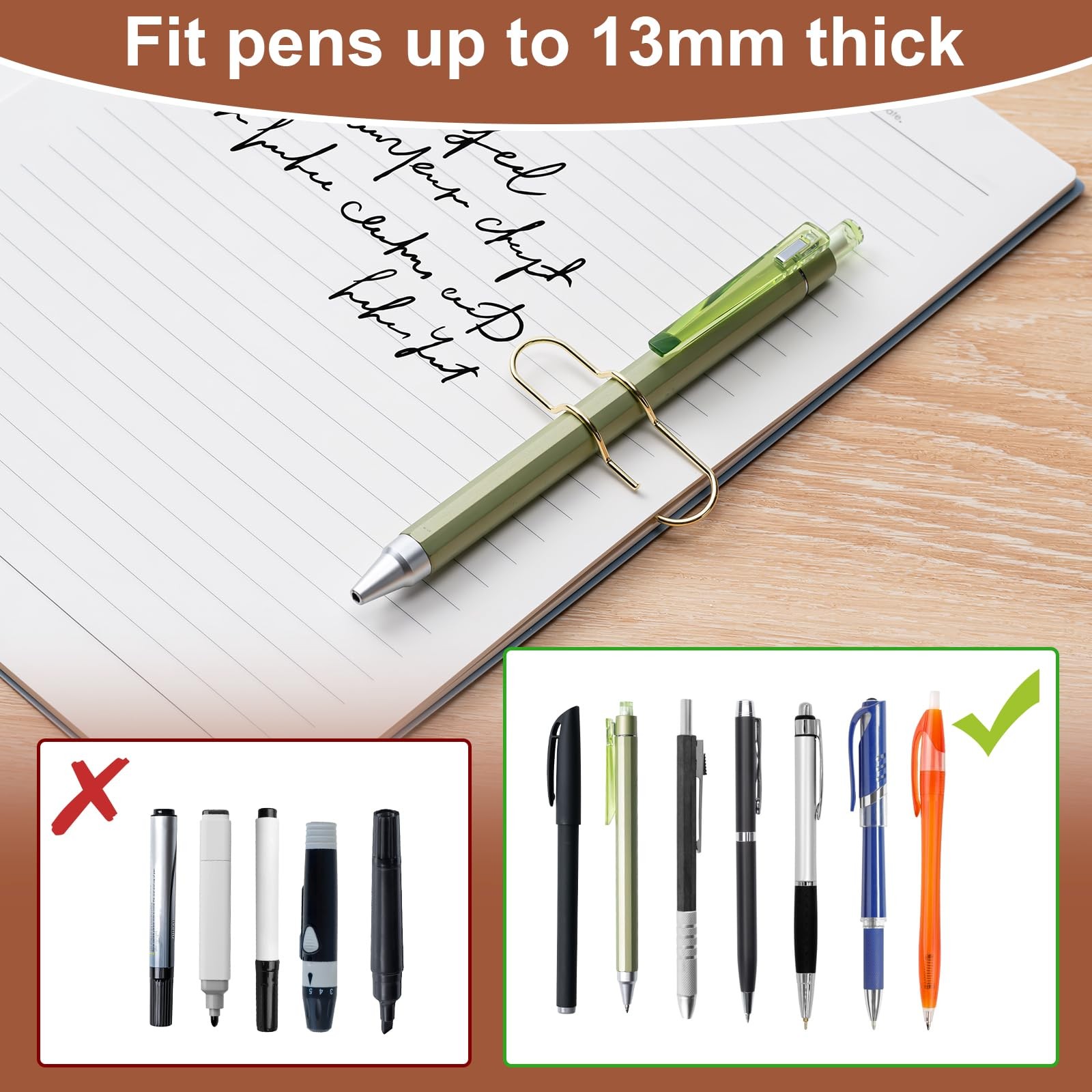 24 Pack Pen Holder for Notebook, Multi-Purpose Metal Paper Clip Pencil Holder…