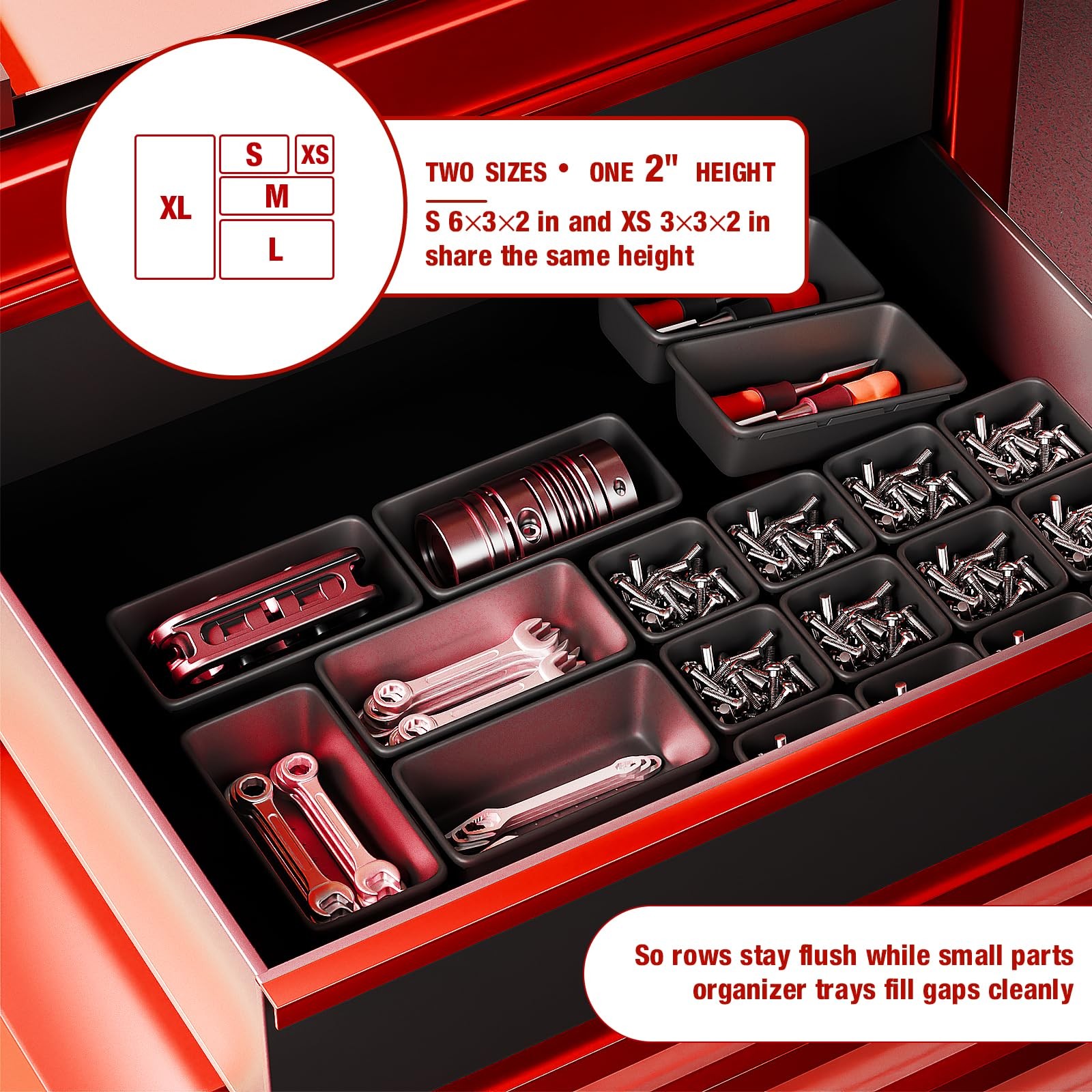 16 PCS Small Parts Tool Box Organizer Trays Screw Chest Garage Workbench
