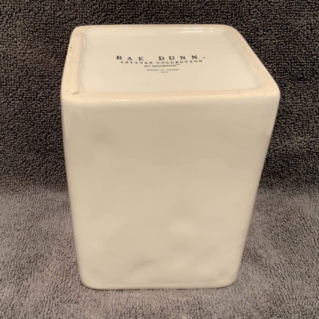 Rae Dunn 3.5” Square 4.5”H Ceramic Pencils Holder