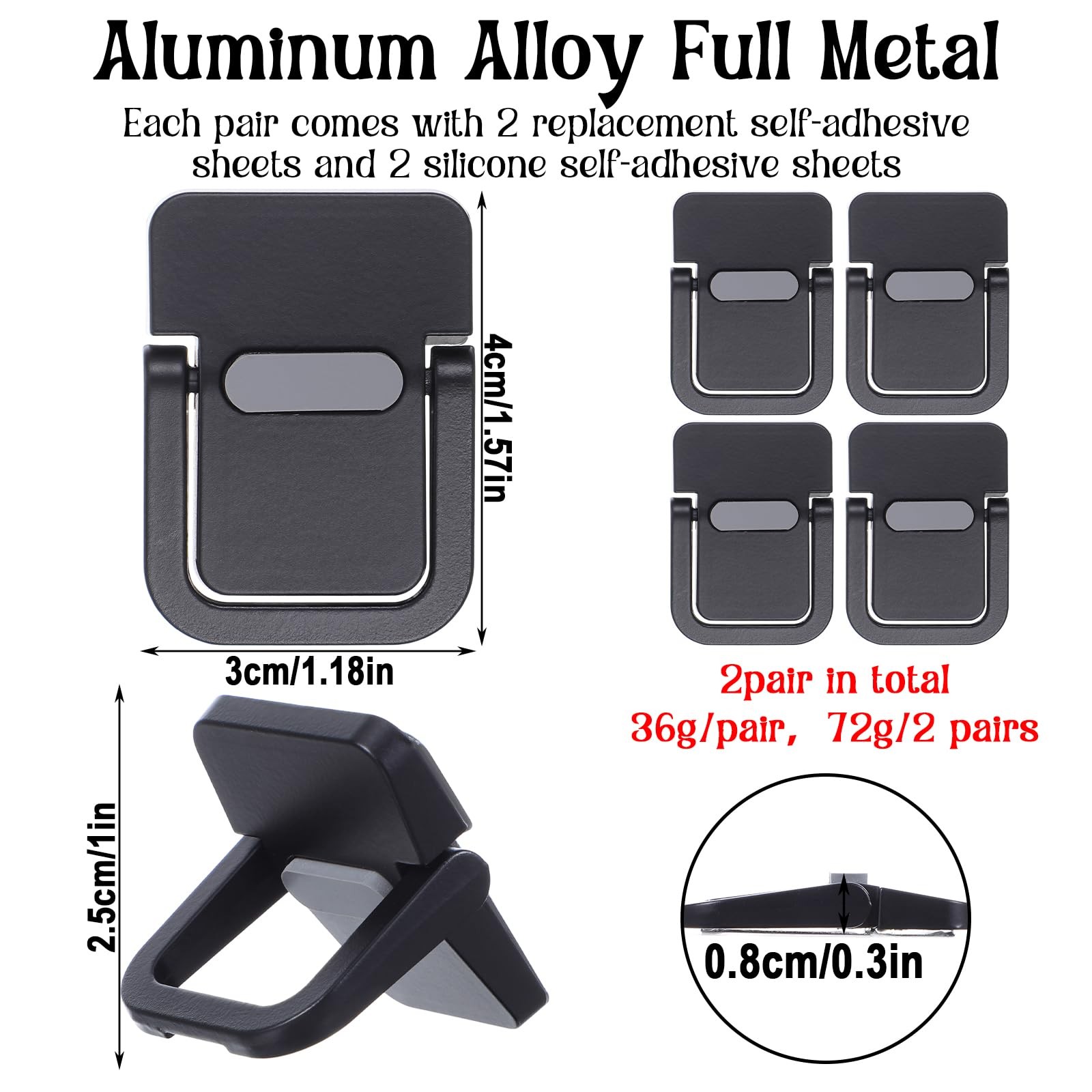 MBAIYO 4PCS Portable Keyboard Riser Self Adhesive Laptop Stand Black