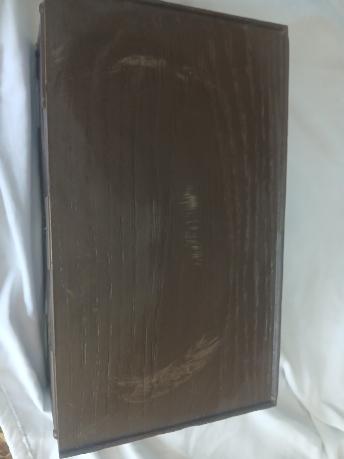 Vintage Lerner Faux Wood Desktop Organizer with Boho Rustic Carved Floral Design