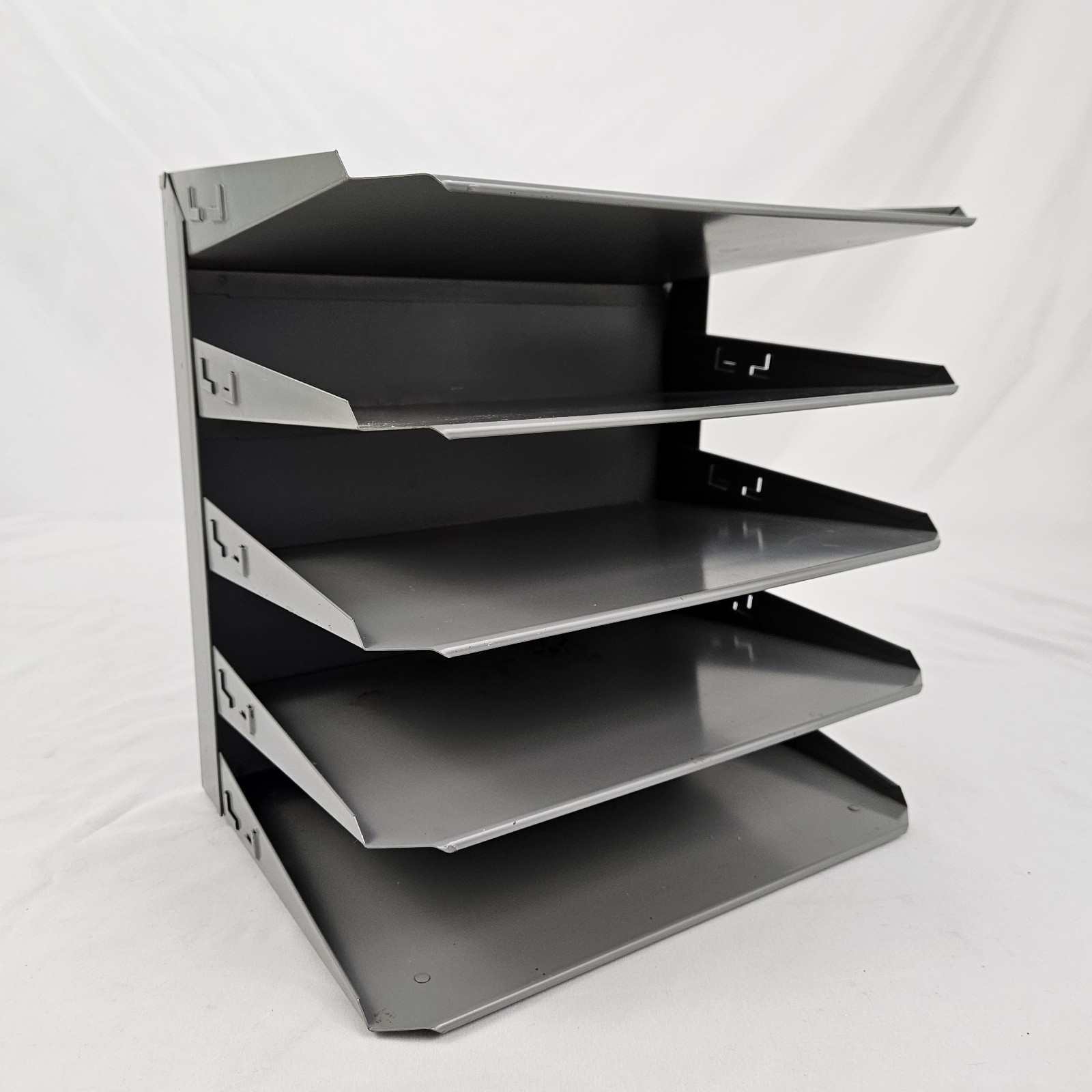 Steel Desk Top File Organizer Letter Sorter Mid-Century Modern Gray Vintage MCM