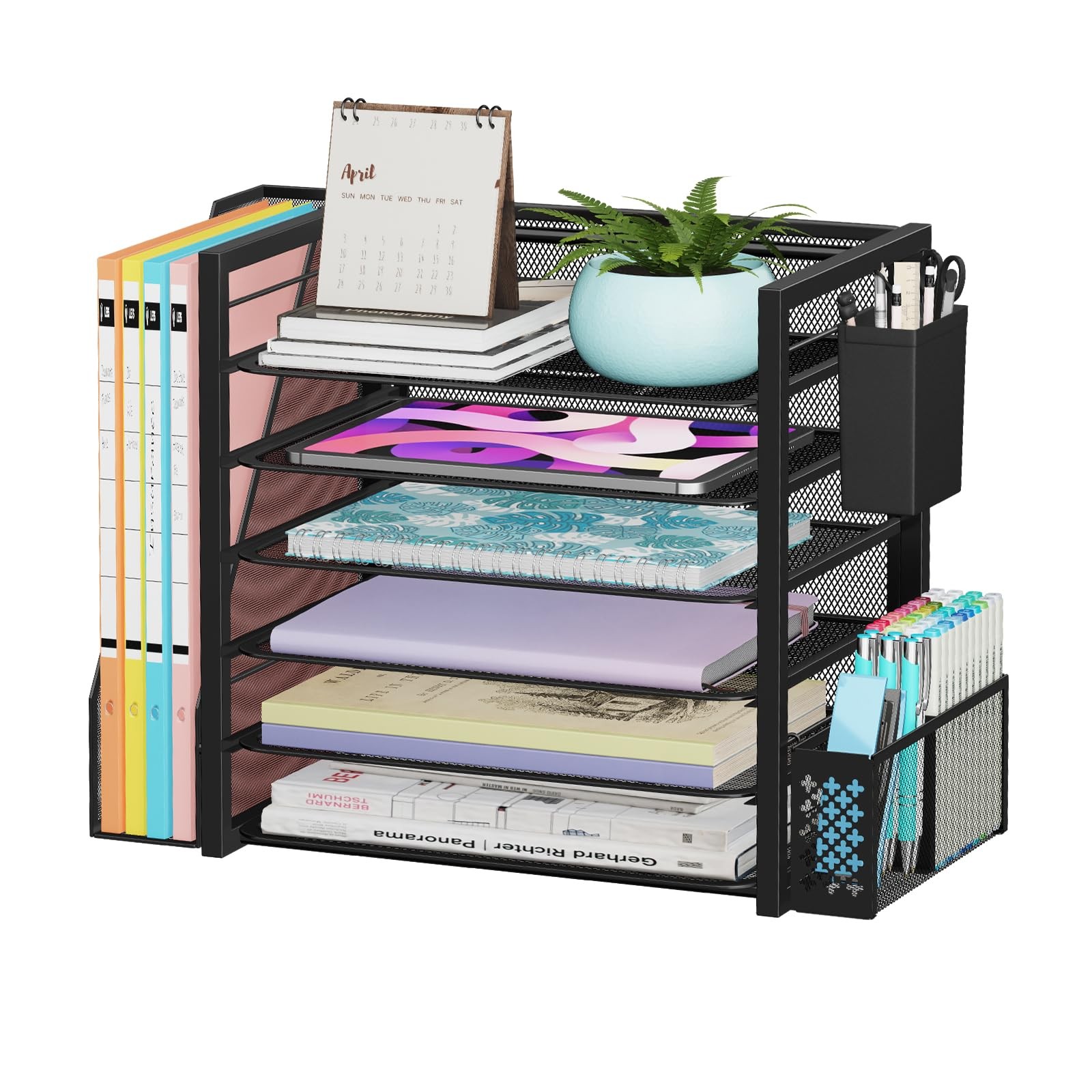 Simple Trending 6 Tier Desk File Organizer, Paper 18″ x 9″ x 13″, Black