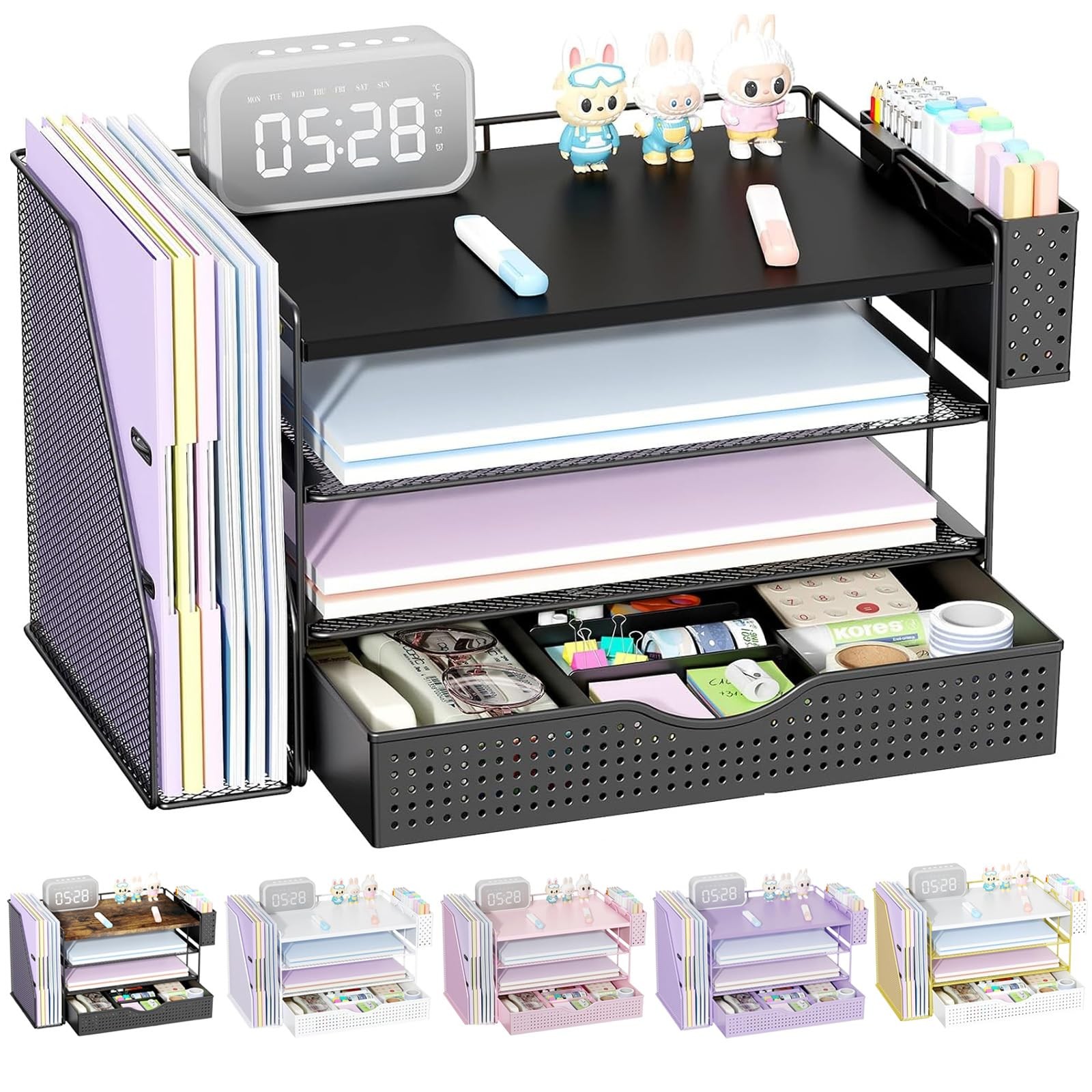 gianotter Wood Desk Organizers and Accessories with 4T Drawer, Black
