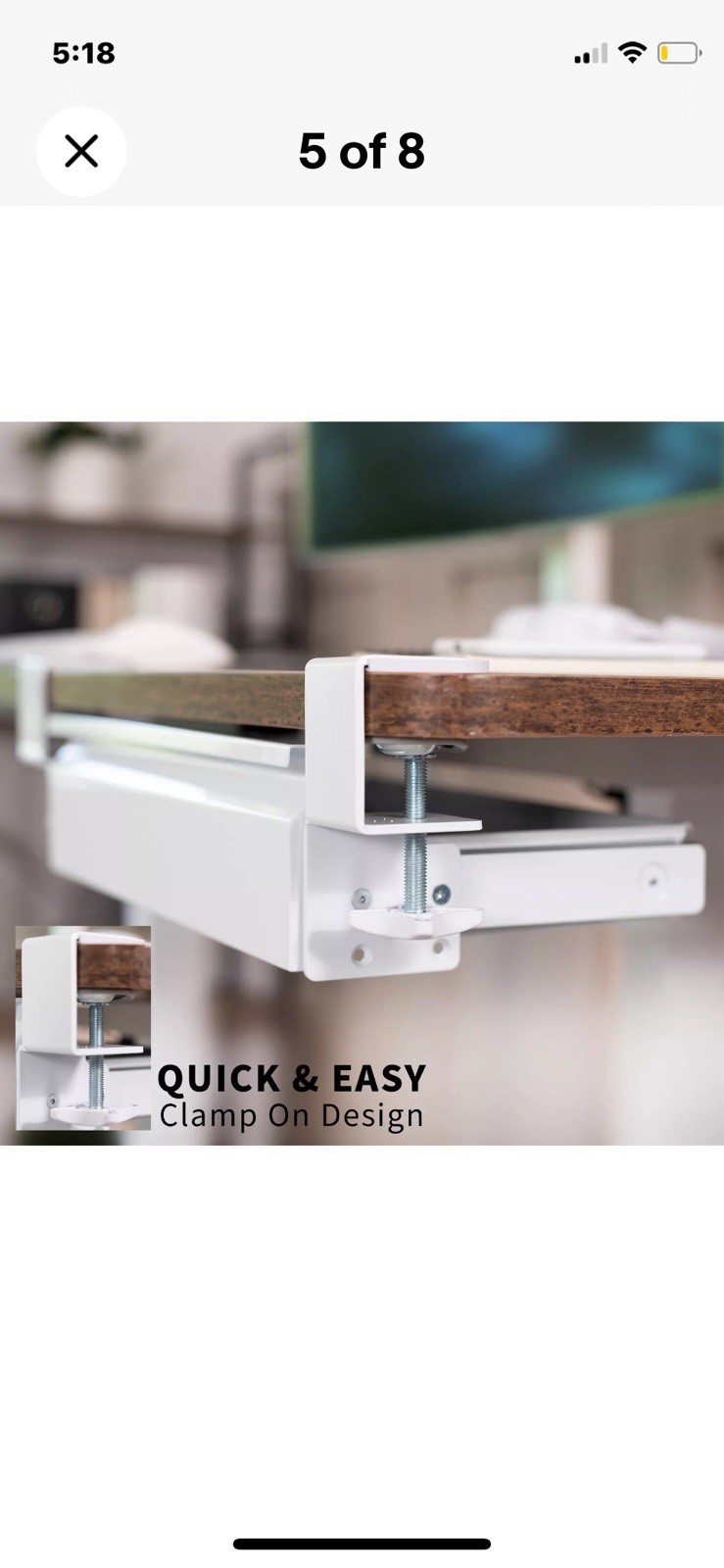 VIVO White Space Saving 16″ Clamp-on Under Desk Storage Drawer without Shell