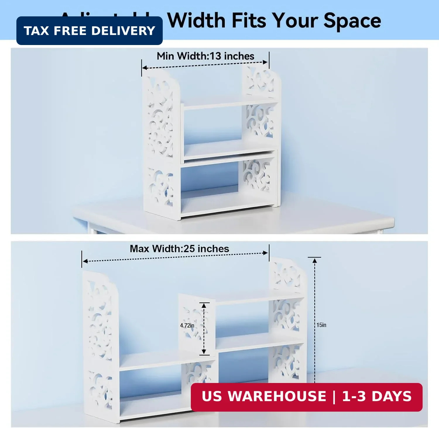 YGYQZ Desk Shelf for Top of Desk – Adjustable Desktop Organizer Shelf, Small Tab