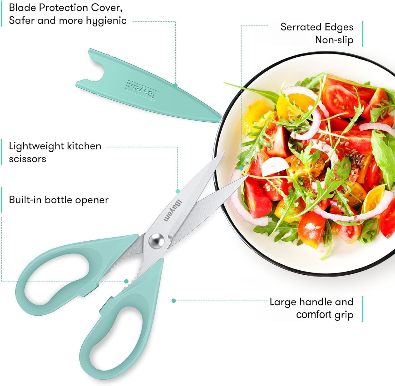 Shears Kitchen | 2 Pack | 8.5 Inch | Stainless Steel | Black