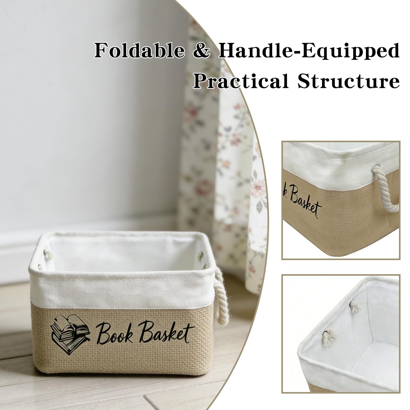 Basket for Books, Book Basket,To Be Read List Storage Bin, Foldable Book Stor…