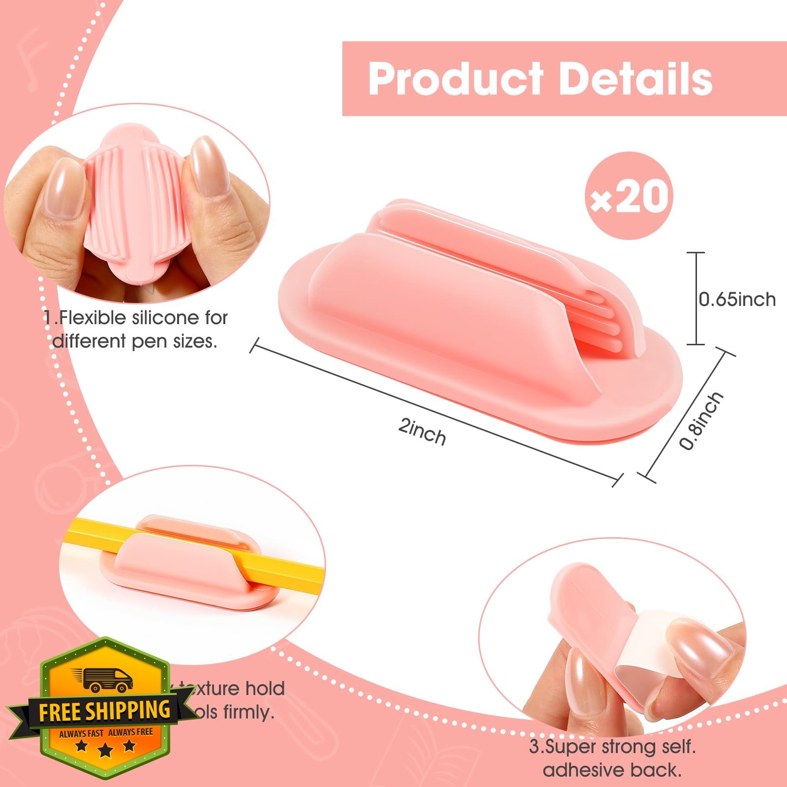 VZZNN Adhesive Pencil Holders Pink