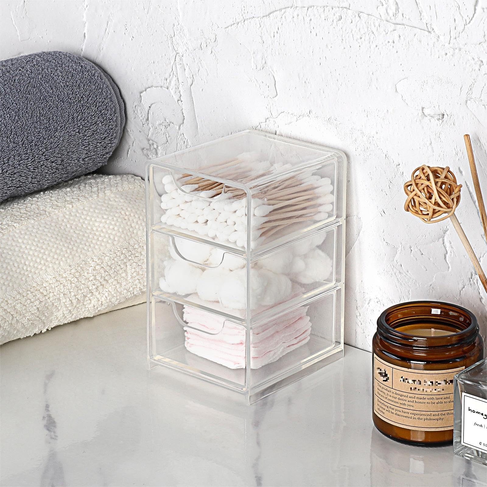 BTSKY 2 Pack Small Acrylic Storage Organizer with Drawers, 1 Pack, Clear