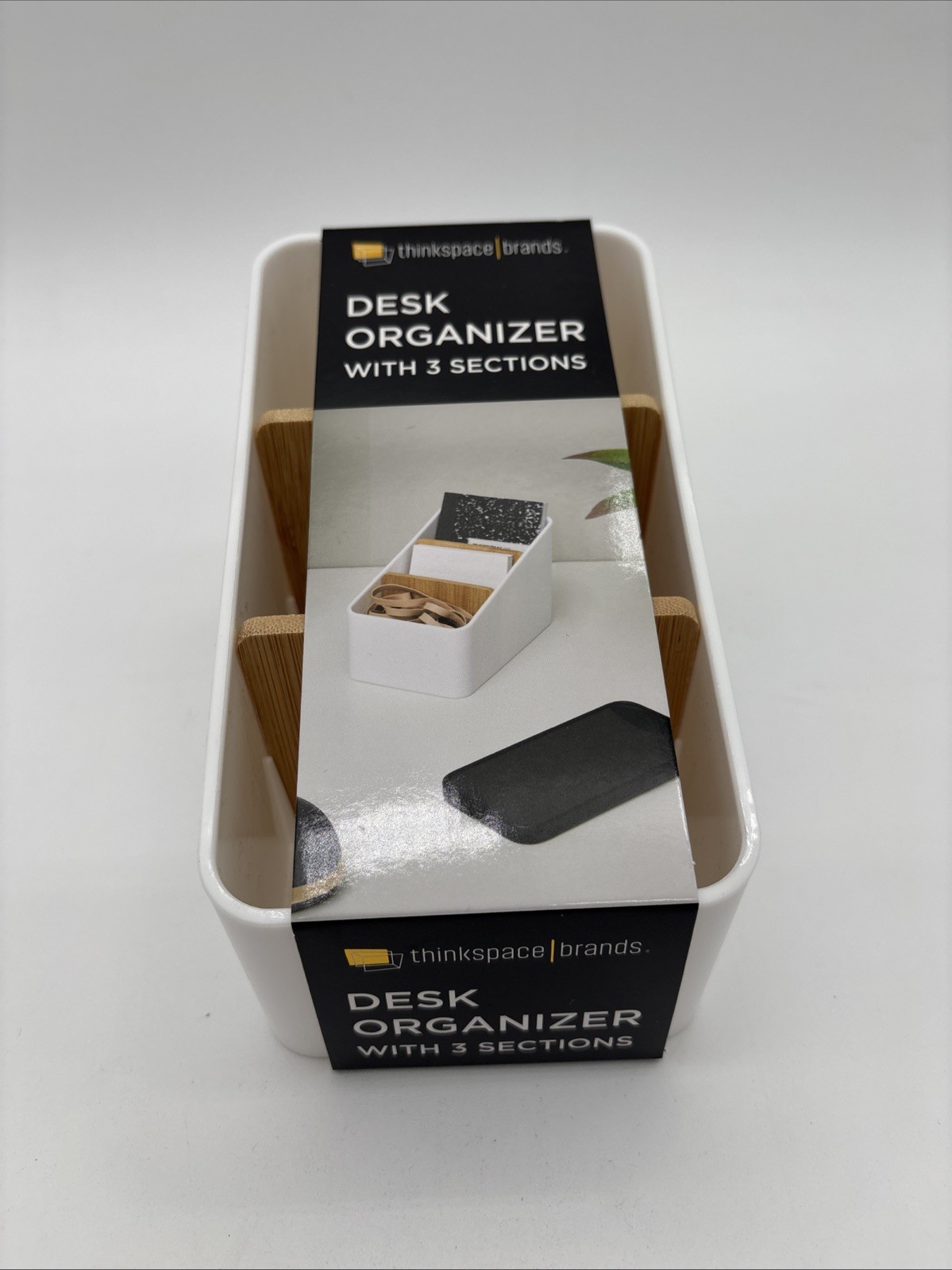 Thinkspace Desk Organizer 3 Compartment Storage White, NEW 3.75″ x 6.1″ x 4″