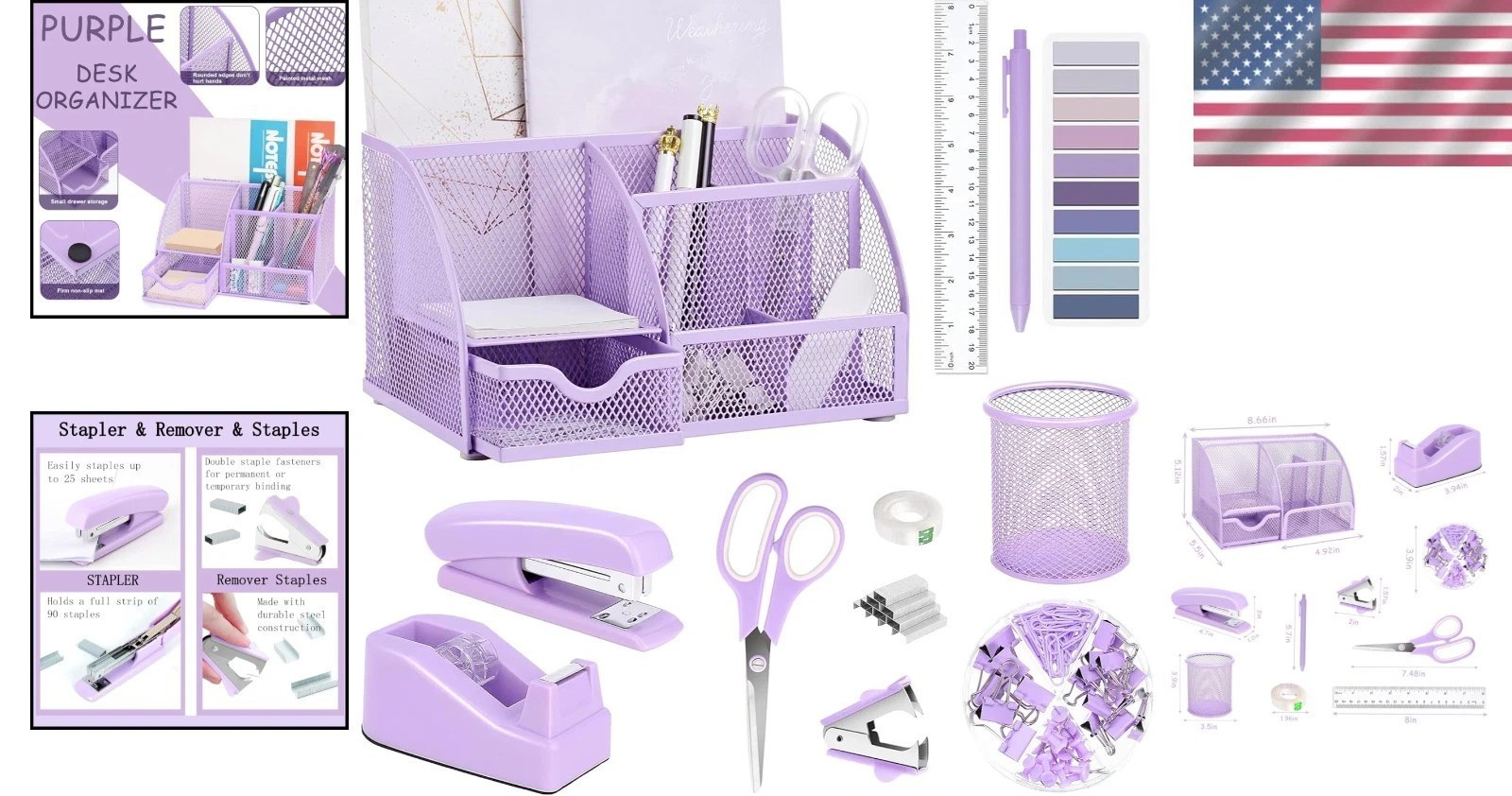 Complete Purple Desk Accessories Collection: 12 Essential Organizers