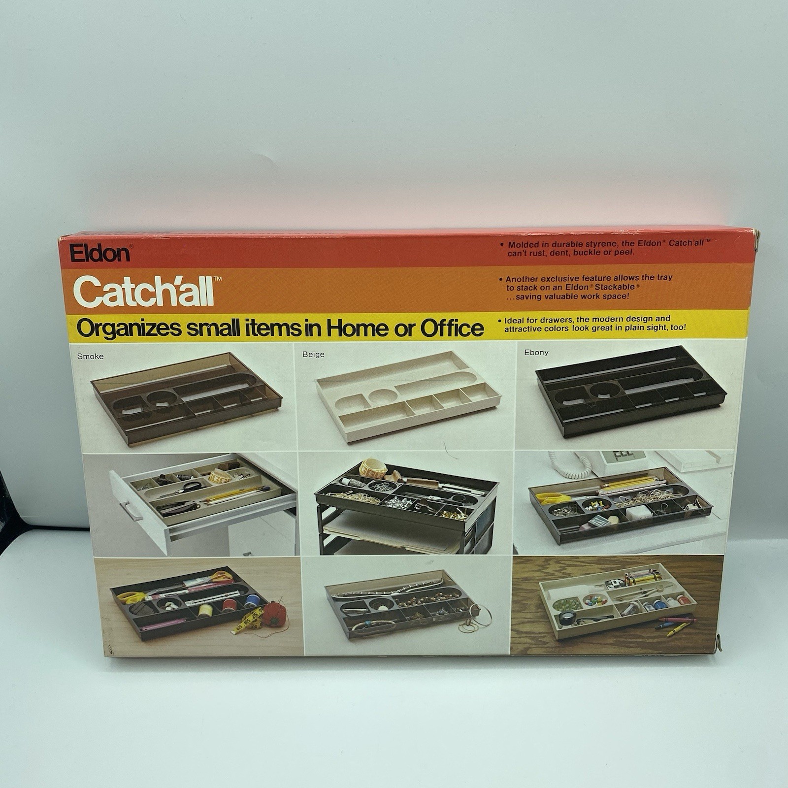 ELDON Rubbermaid Catch All Tray Organizer BEIGE Plastic Space Age Office 70s