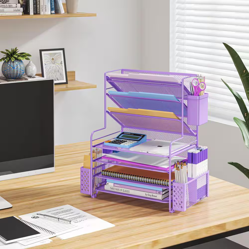 16.75 in X 16.75 in 7 Tier Desk File Organizer, Letter Tray Paper Organizer and
