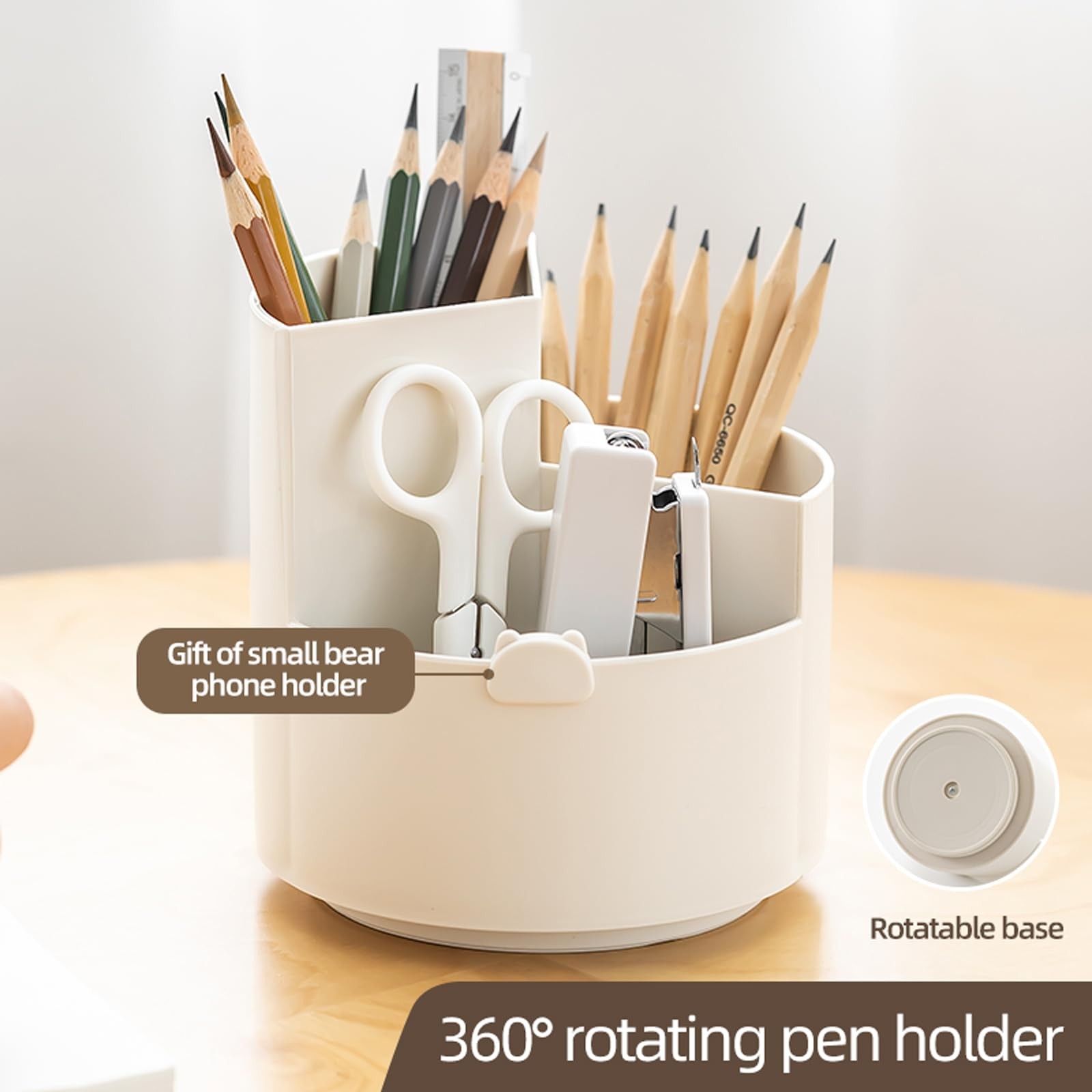Rotating pen holder,Plastic Desk Pen Organizer with 3 Slots, Desktop Storage …